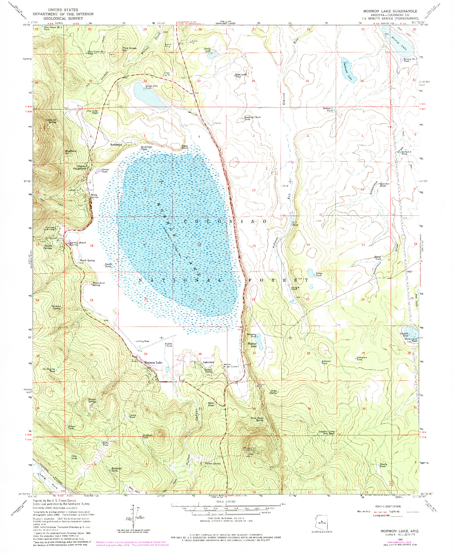 USGS 1:24000-SCALE QUADRANGLE FOR MORMON LAKE, AZ 1965