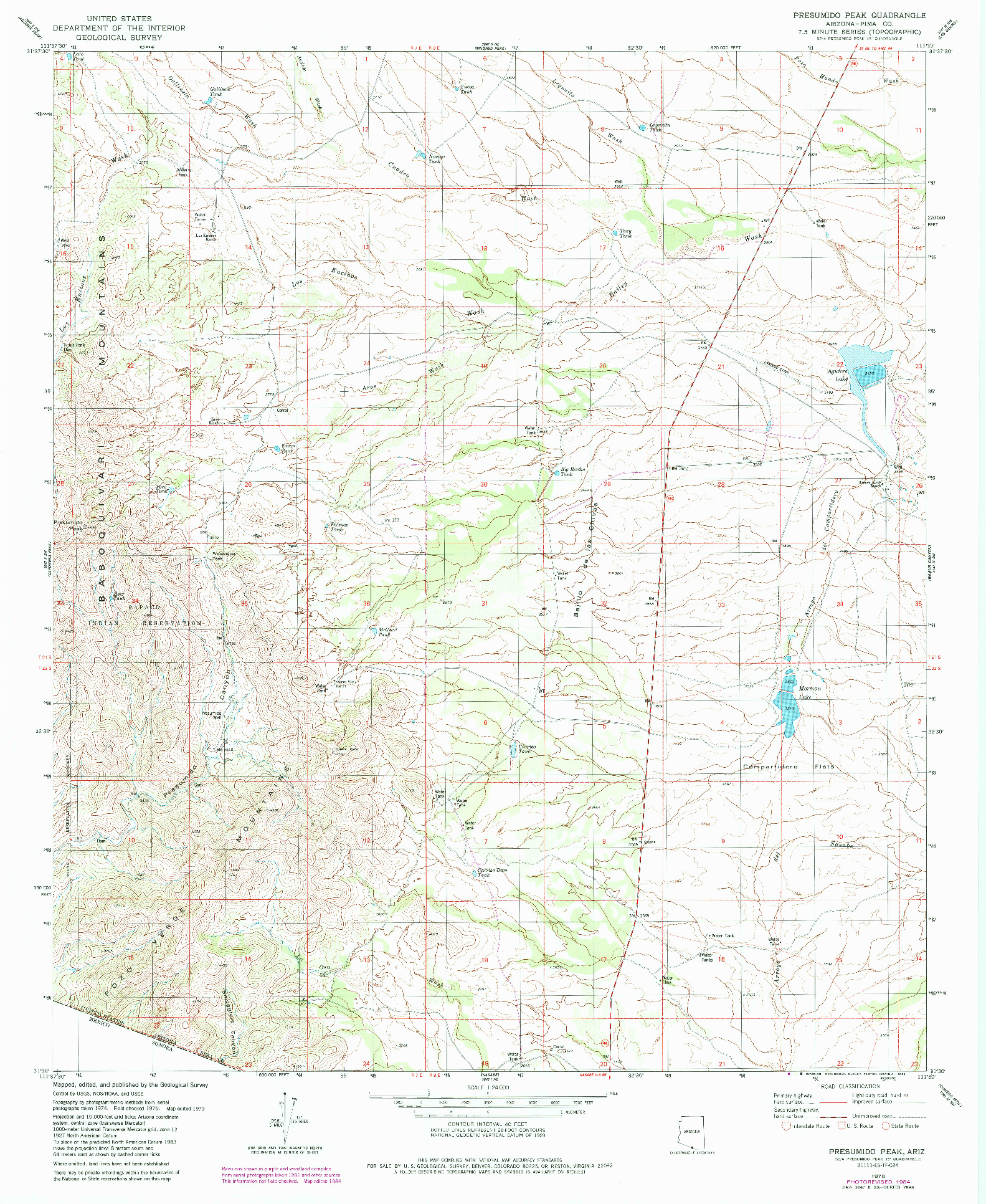 USGS 1:24000-SCALE QUADRANGLE FOR PRESUMIDO PEAK, AZ 1979