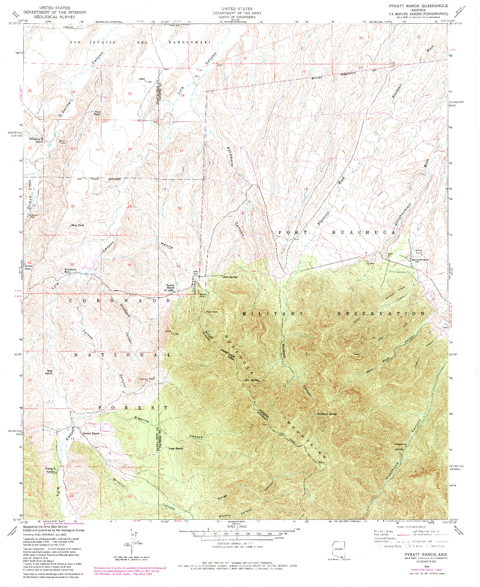 USGS 1:24000-SCALE QUADRANGLE FOR PYEATT RANCH, AZ 1958