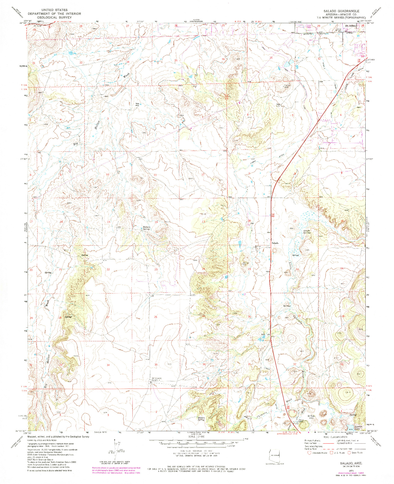 USGS 1:24000-SCALE QUADRANGLE FOR SALADO, AZ 1971