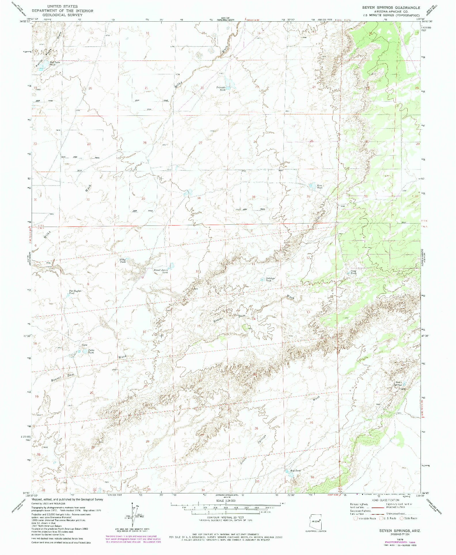USGS 1:24000-SCALE QUADRANGLE FOR SEVEN SPRINGS, AZ 1979