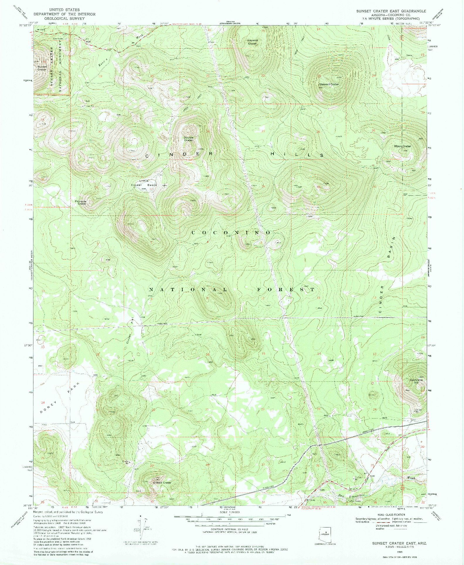 USGS 1:24000-SCALE QUADRANGLE FOR SUNSET CRATER EAST, AZ 1969