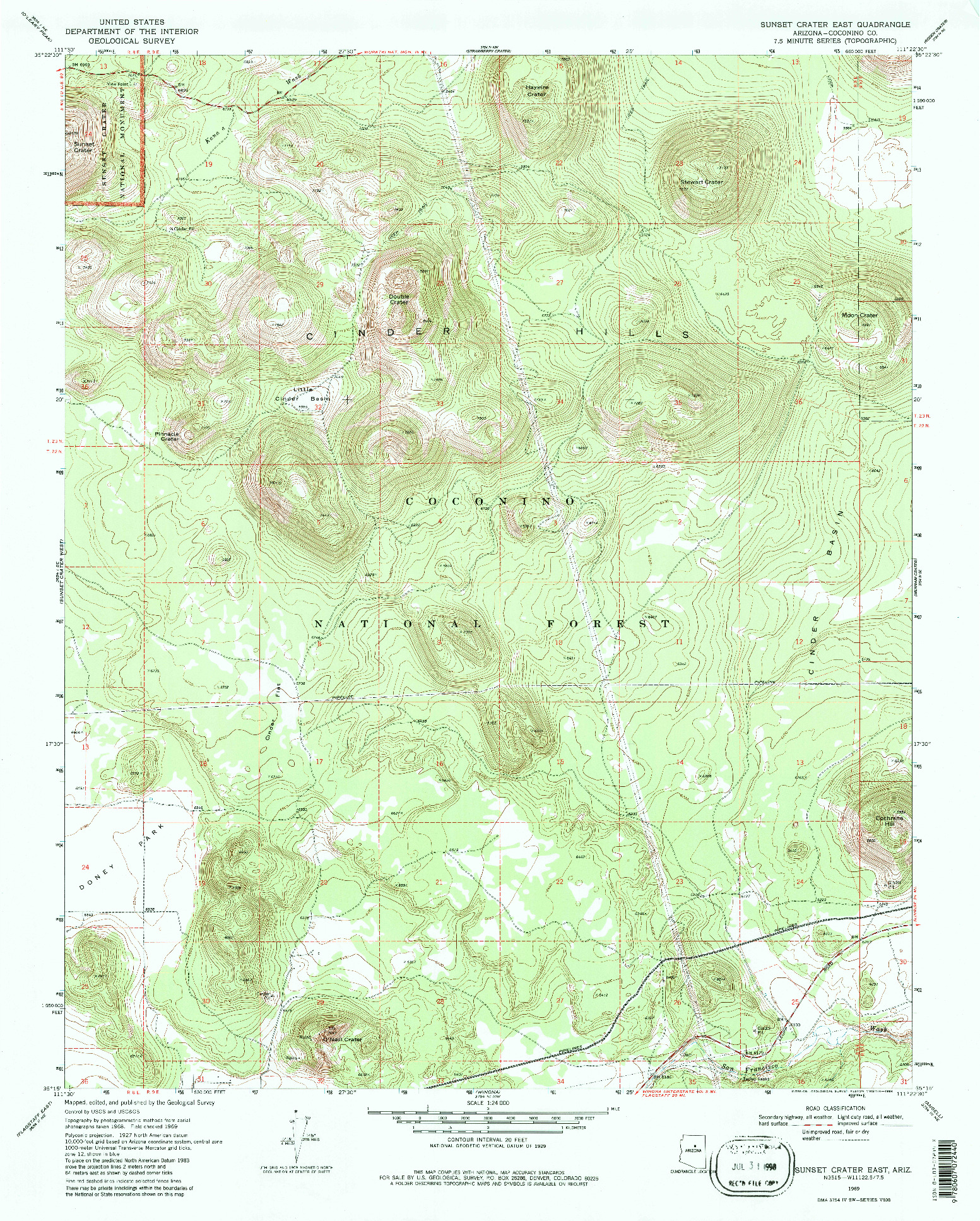 USGS 1:24000-SCALE QUADRANGLE FOR SUNSET CRATER EAST, AZ 1969