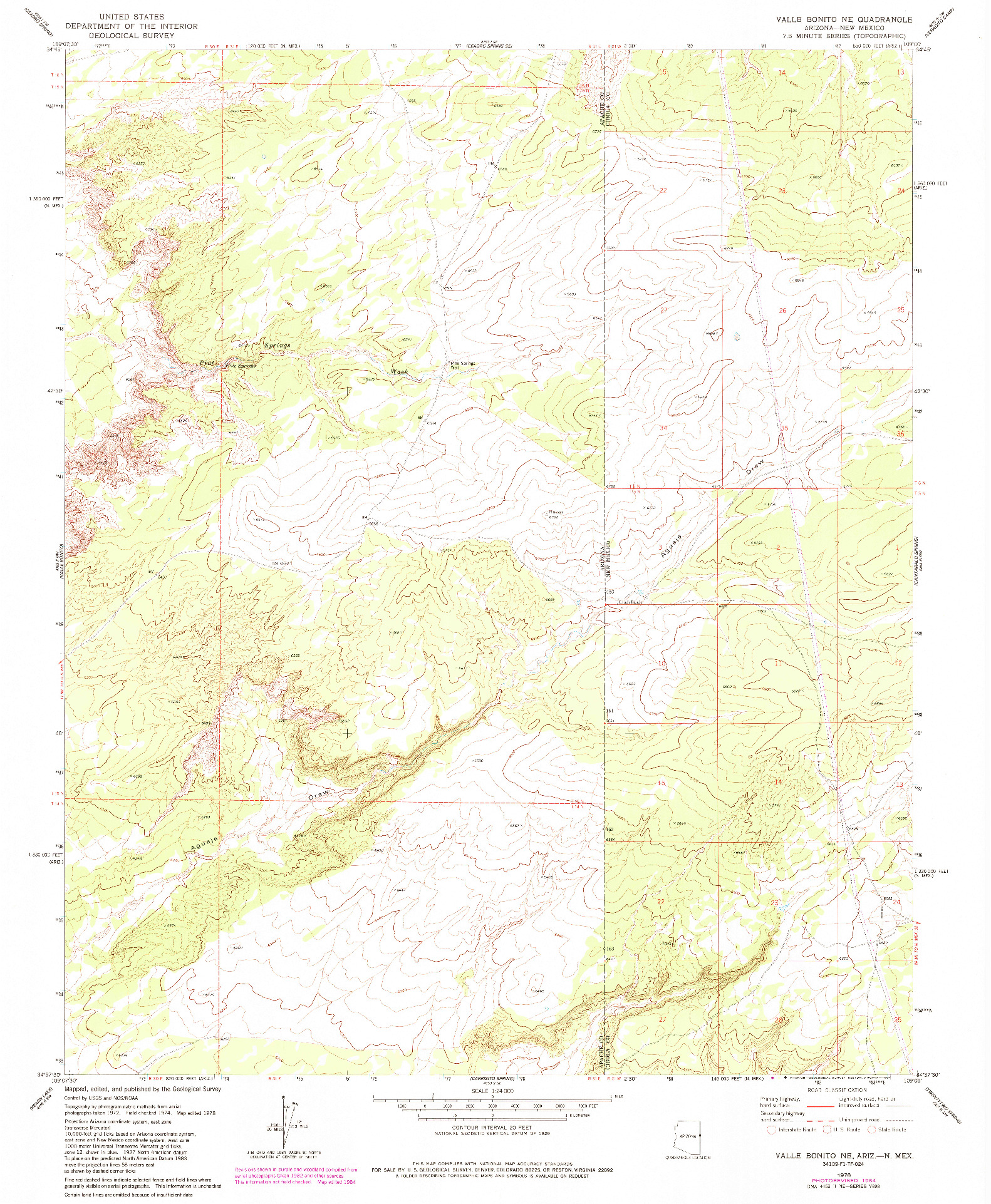 USGS 1:24000-SCALE QUADRANGLE FOR VALLE BONITO NE, AZ 1978