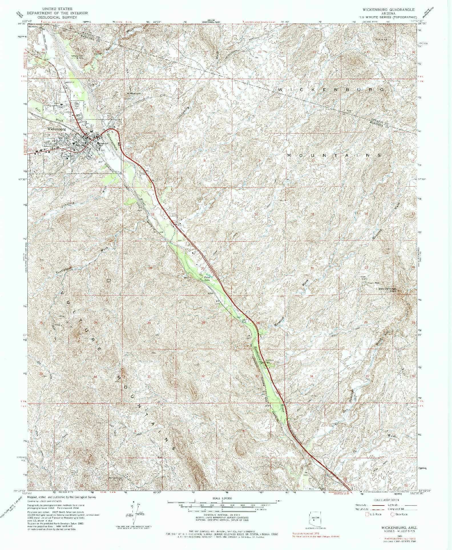 USGS 1:24000-SCALE QUADRANGLE FOR WICKENBURG, AZ 1964