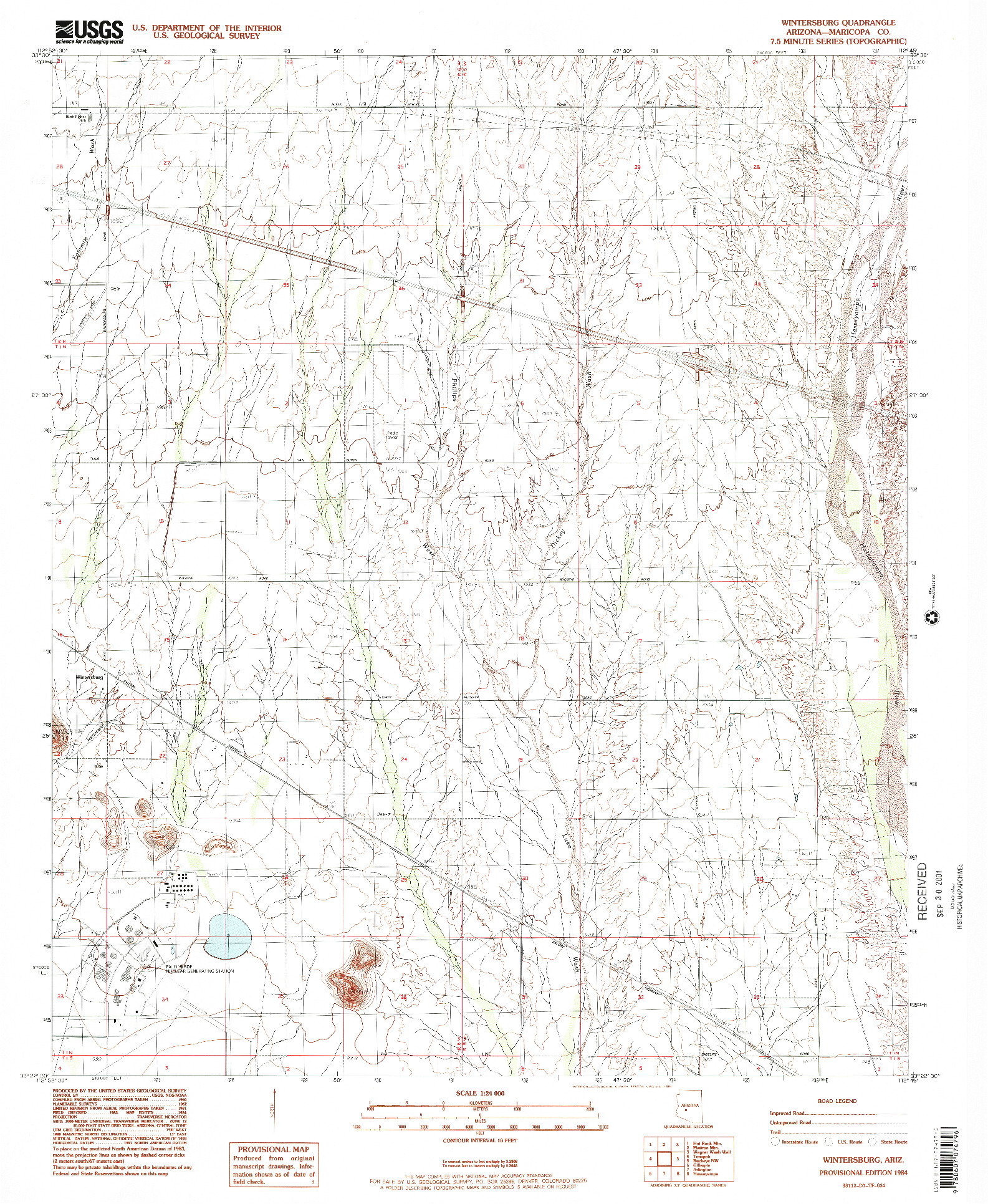 USGS 1:24000-SCALE QUADRANGLE FOR WINTERSBURG, AZ 1984