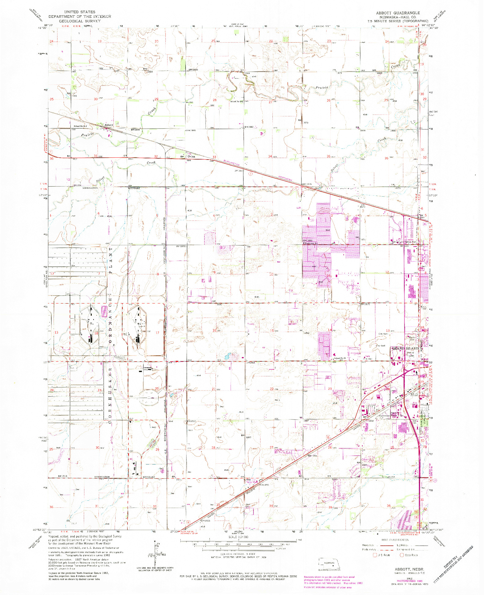 USGS 1:24000-SCALE QUADRANGLE FOR ABBOTT, NE 1962