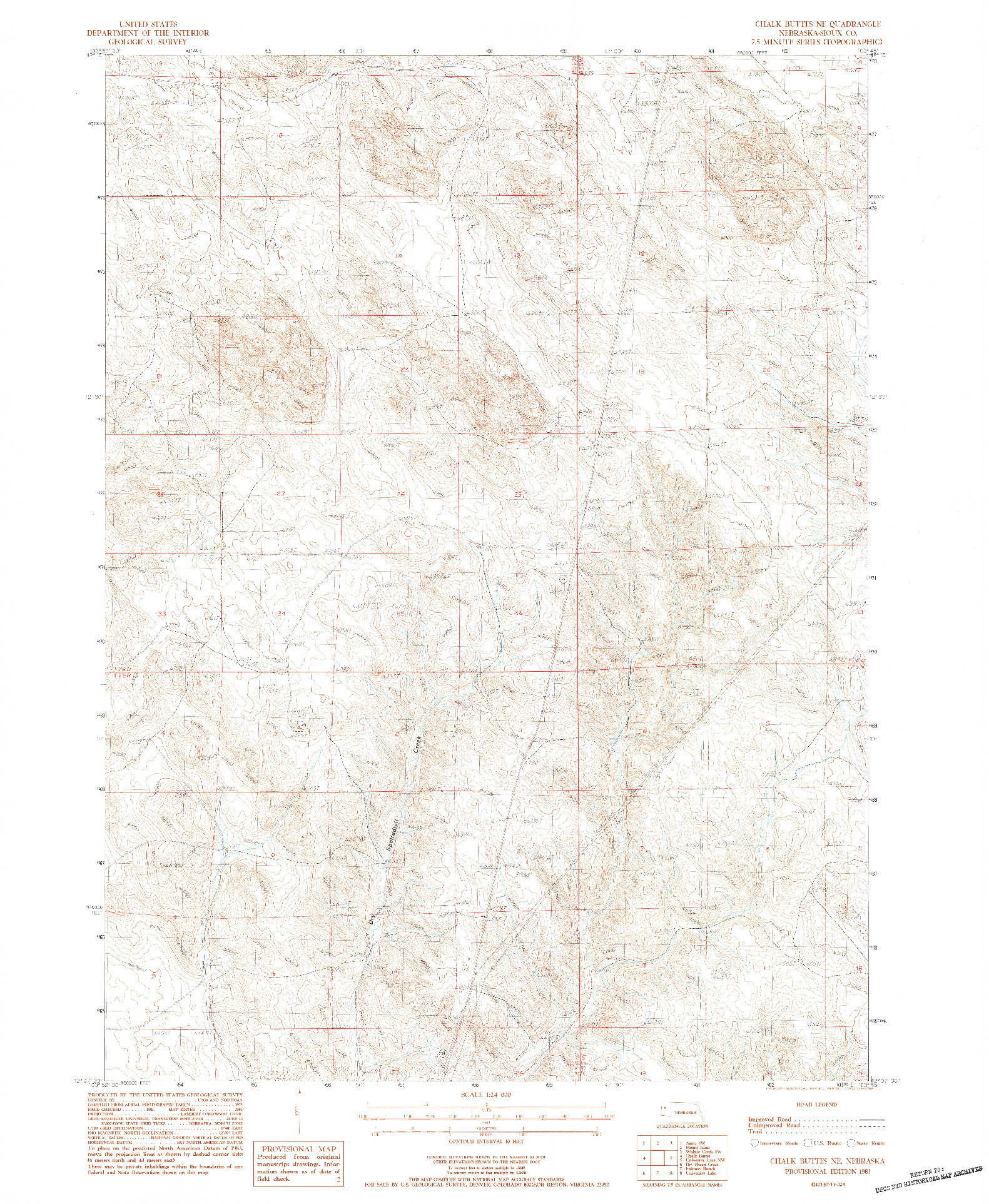 USGS 1:24000-SCALE QUADRANGLE FOR CHALK BUTTES NE, NE 1983