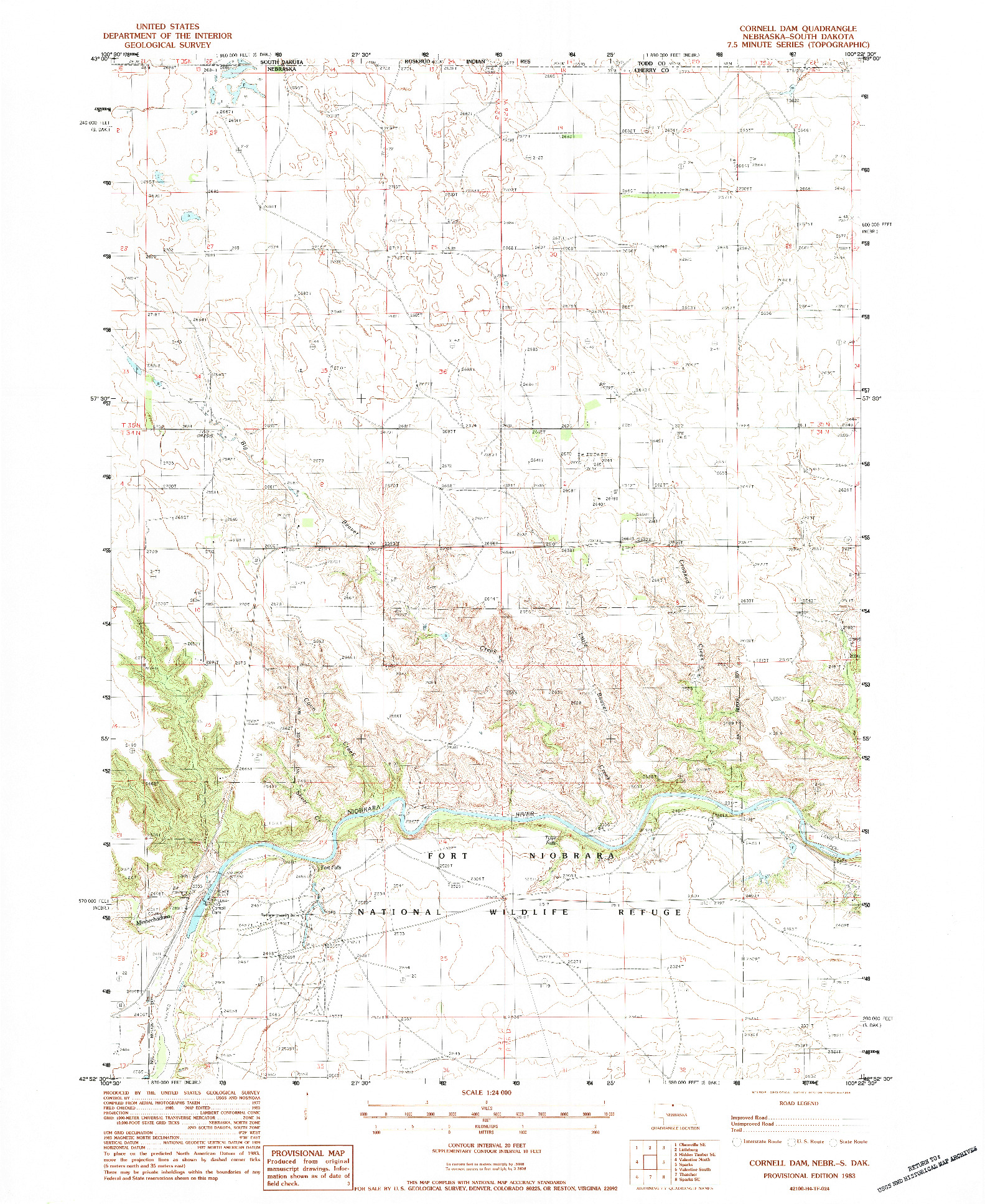 USGS 1:24000-SCALE QUADRANGLE FOR CORNELL DAM, NE 1983