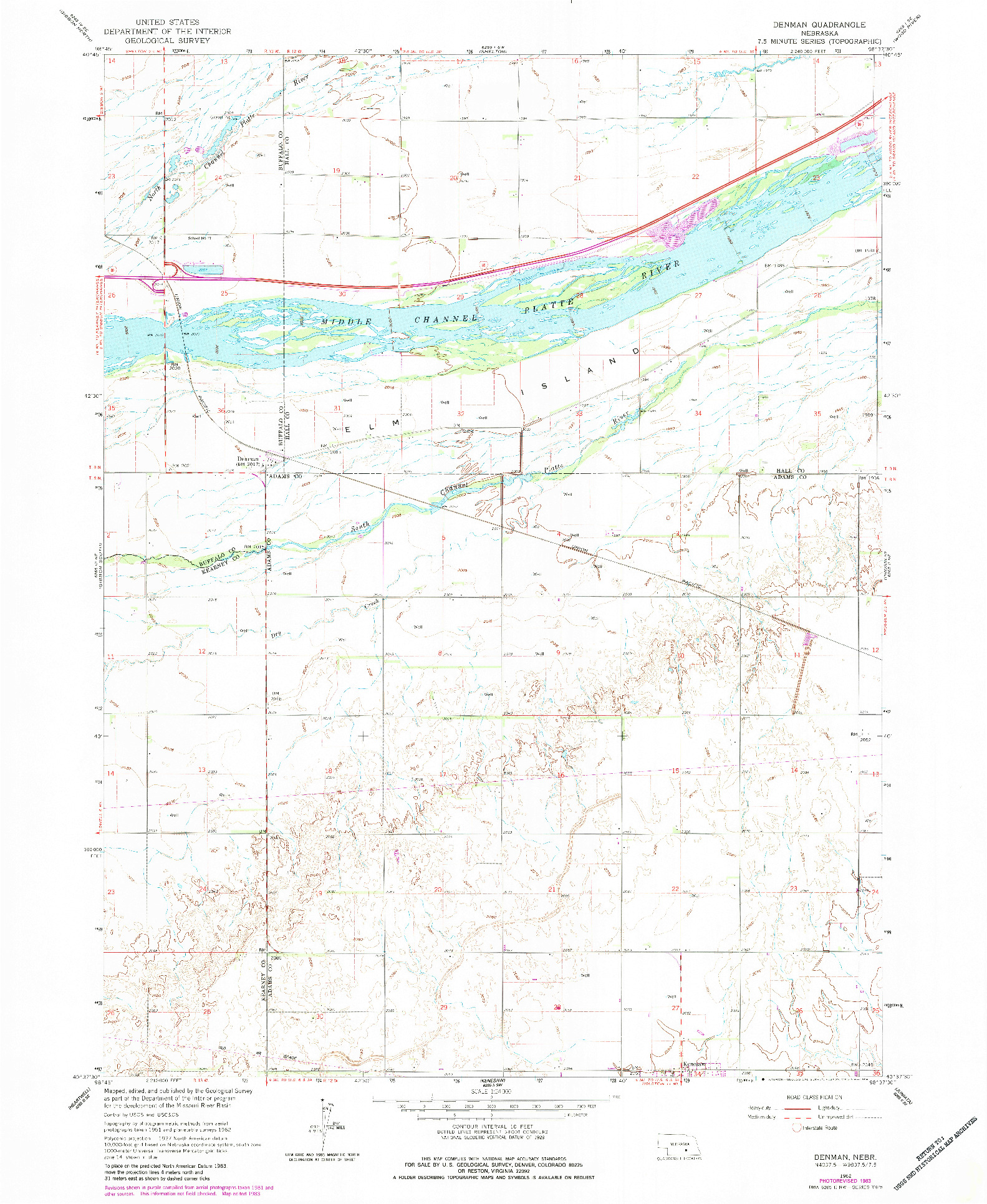 USGS 1:24000-SCALE QUADRANGLE FOR DENMAN, NE 1962