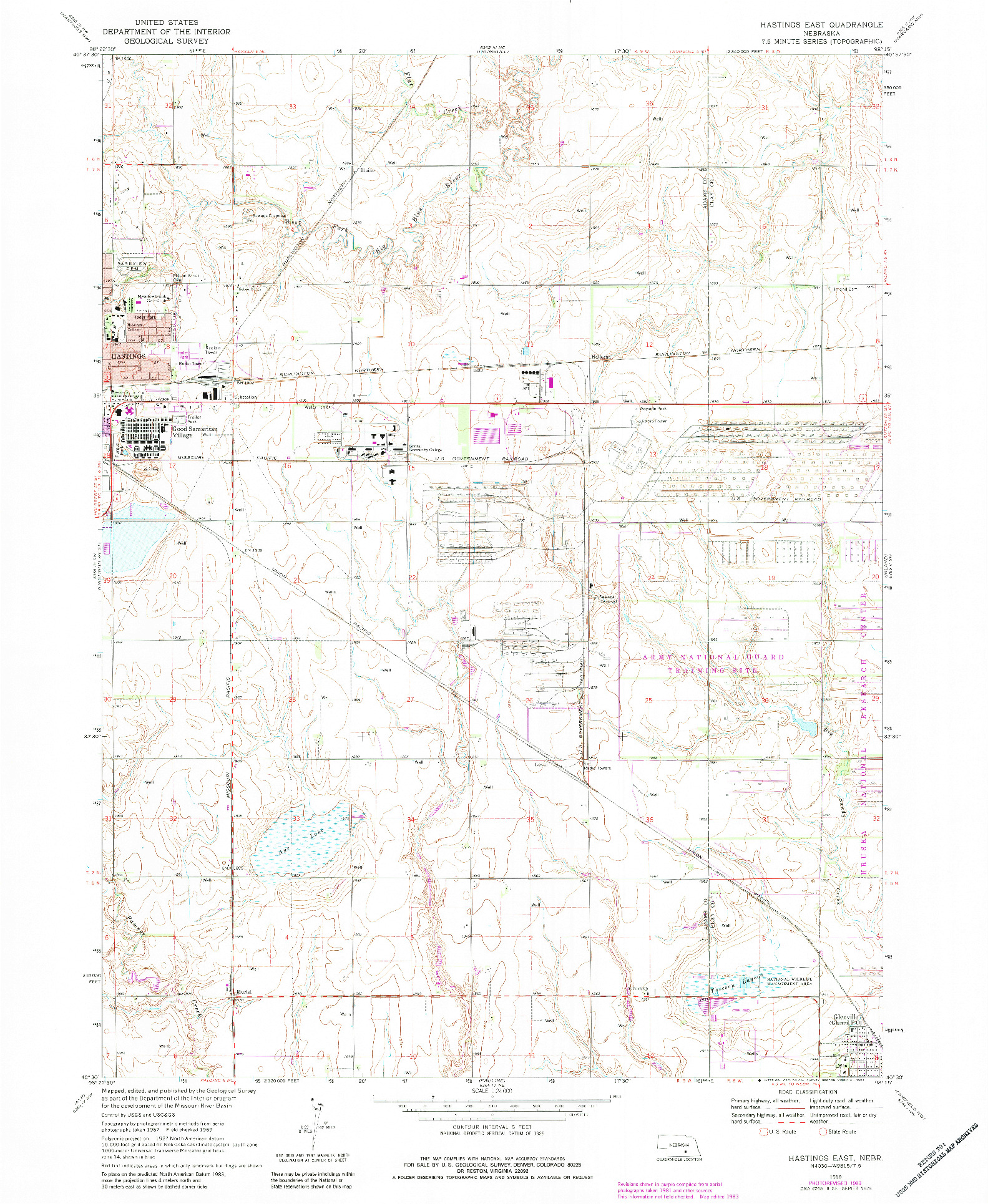 USGS 1:24000-SCALE QUADRANGLE FOR HASTINGS EAST, NE 1983