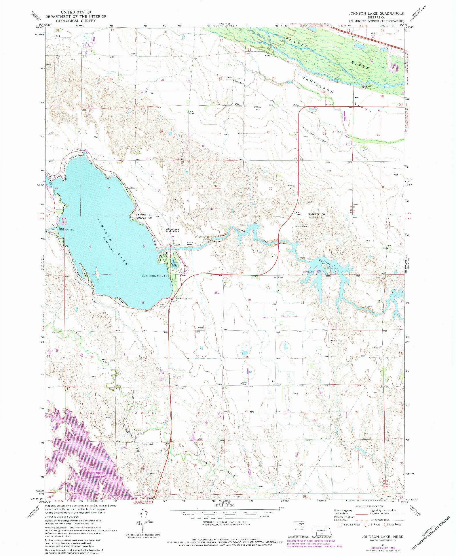 USGS 1:24000-SCALE QUADRANGLE FOR JOHNSON LAKE, NE 1971