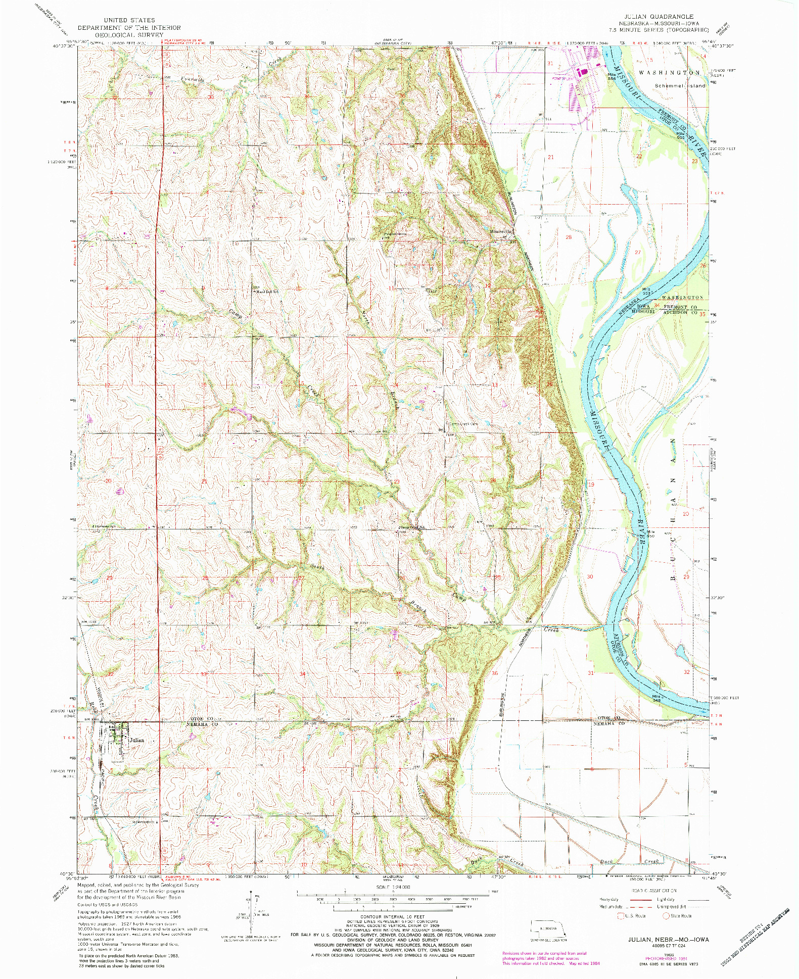 USGS 1:24000-SCALE QUADRANGLE FOR JULIAN, NE 1966