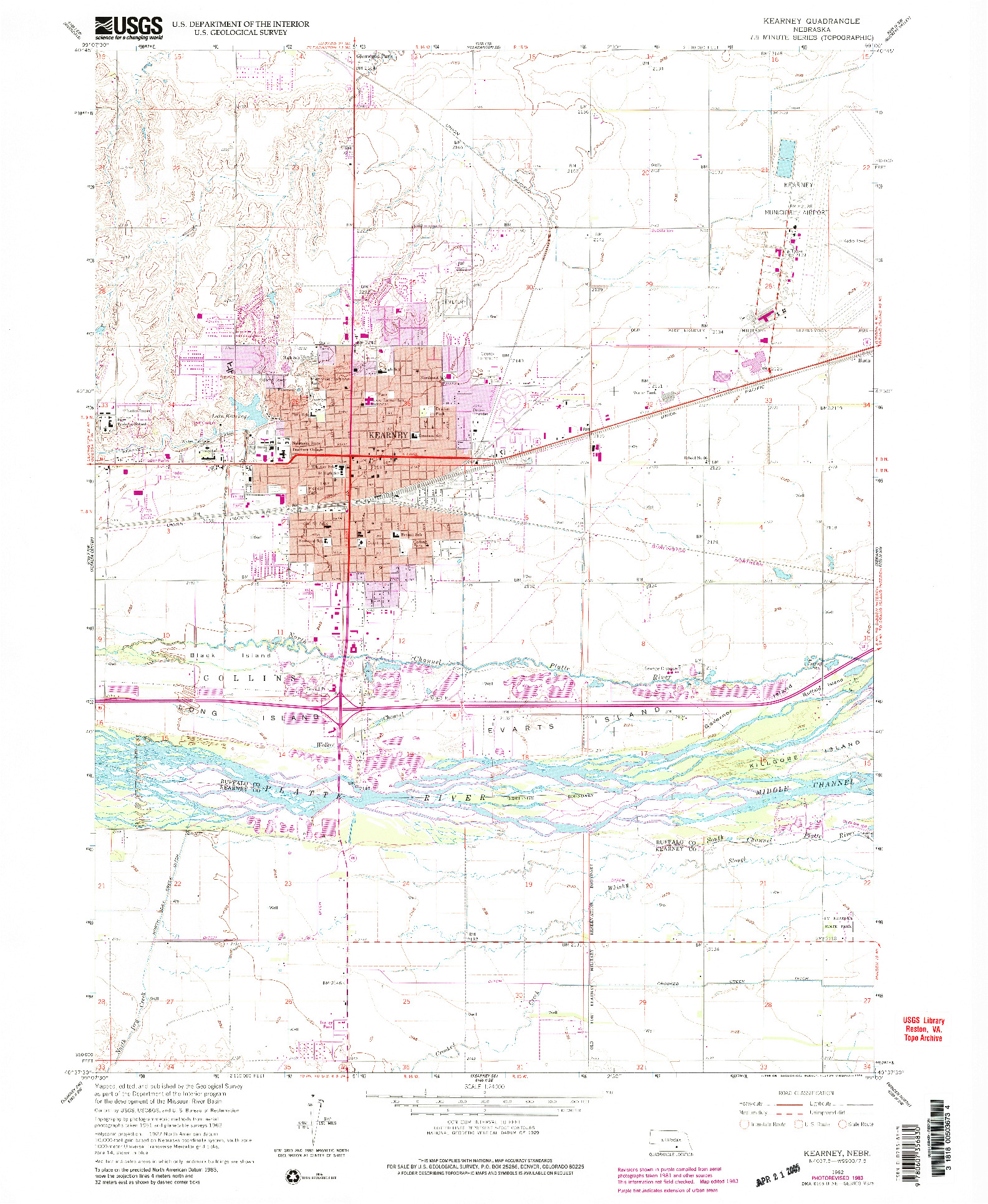 USGS 1:24000-SCALE QUADRANGLE FOR KEARNEY, NE 1962