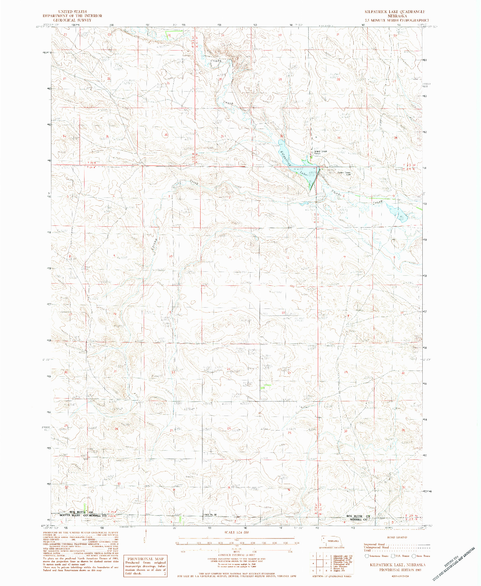 USGS 1:24000-SCALE QUADRANGLE FOR KILPATRICK LAKE, NE 1983