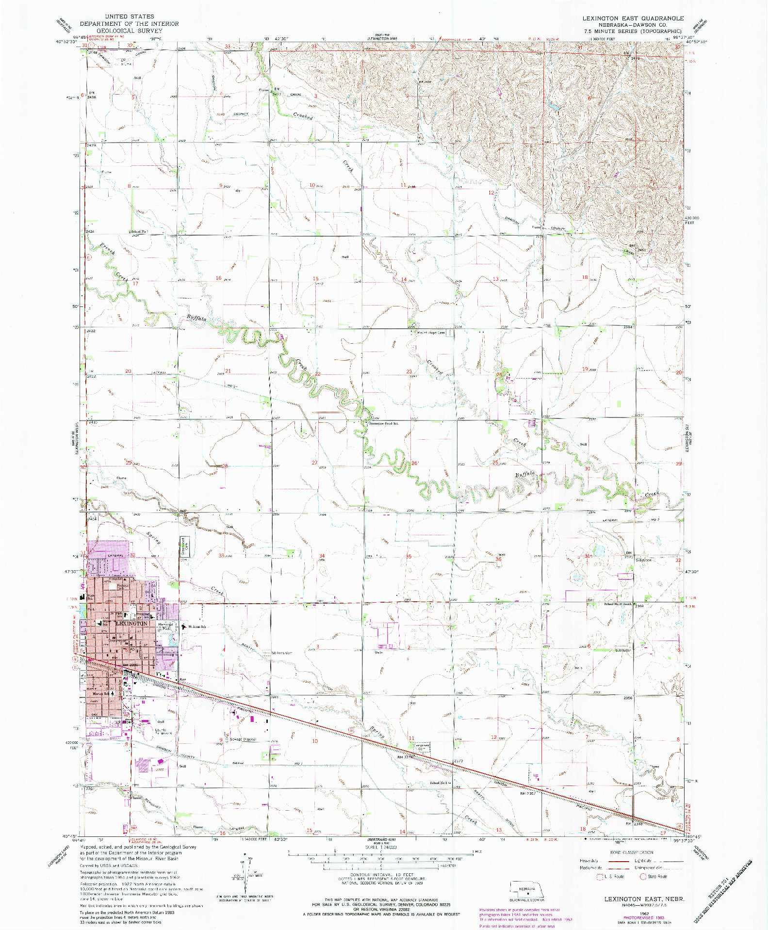 USGS 1:24000-SCALE QUADRANGLE FOR LEXINGTON EAST, NE 1962