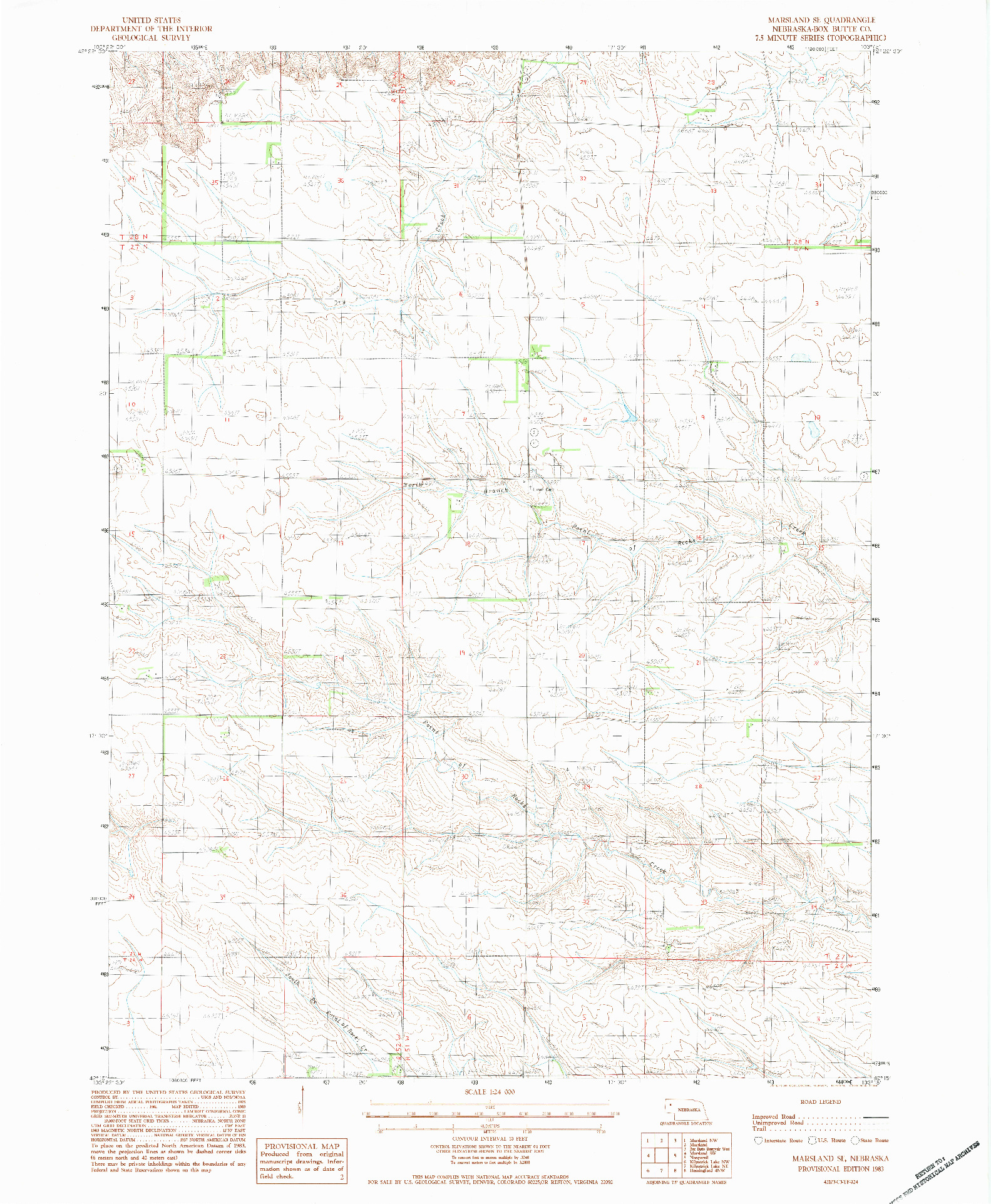 USGS 1:24000-SCALE QUADRANGLE FOR MARSLAND SE, NE 1983