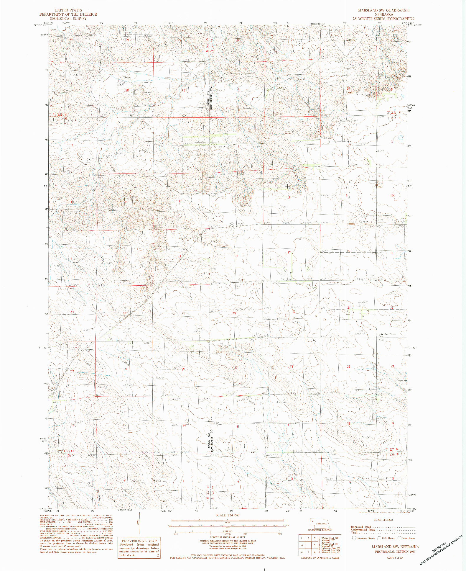 USGS 1:24000-SCALE QUADRANGLE FOR MARSLAND SW, NE 1983