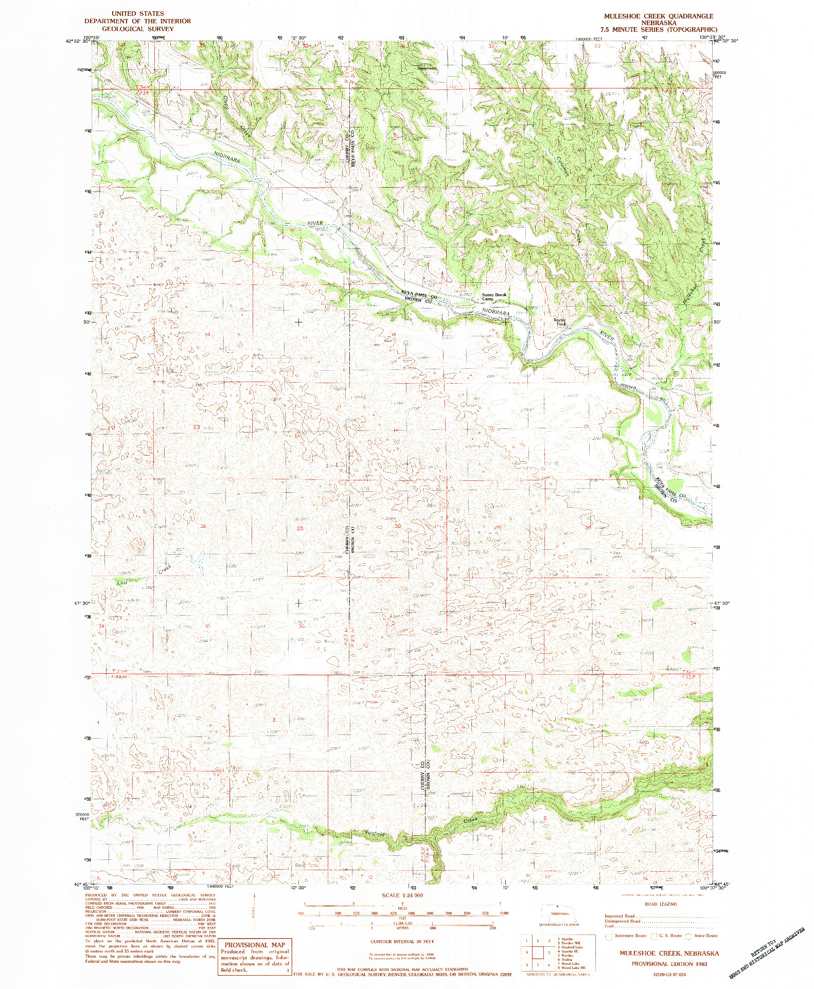 USGS 1:24000-SCALE QUADRANGLE FOR MULESHOE CREEK, NE 1983