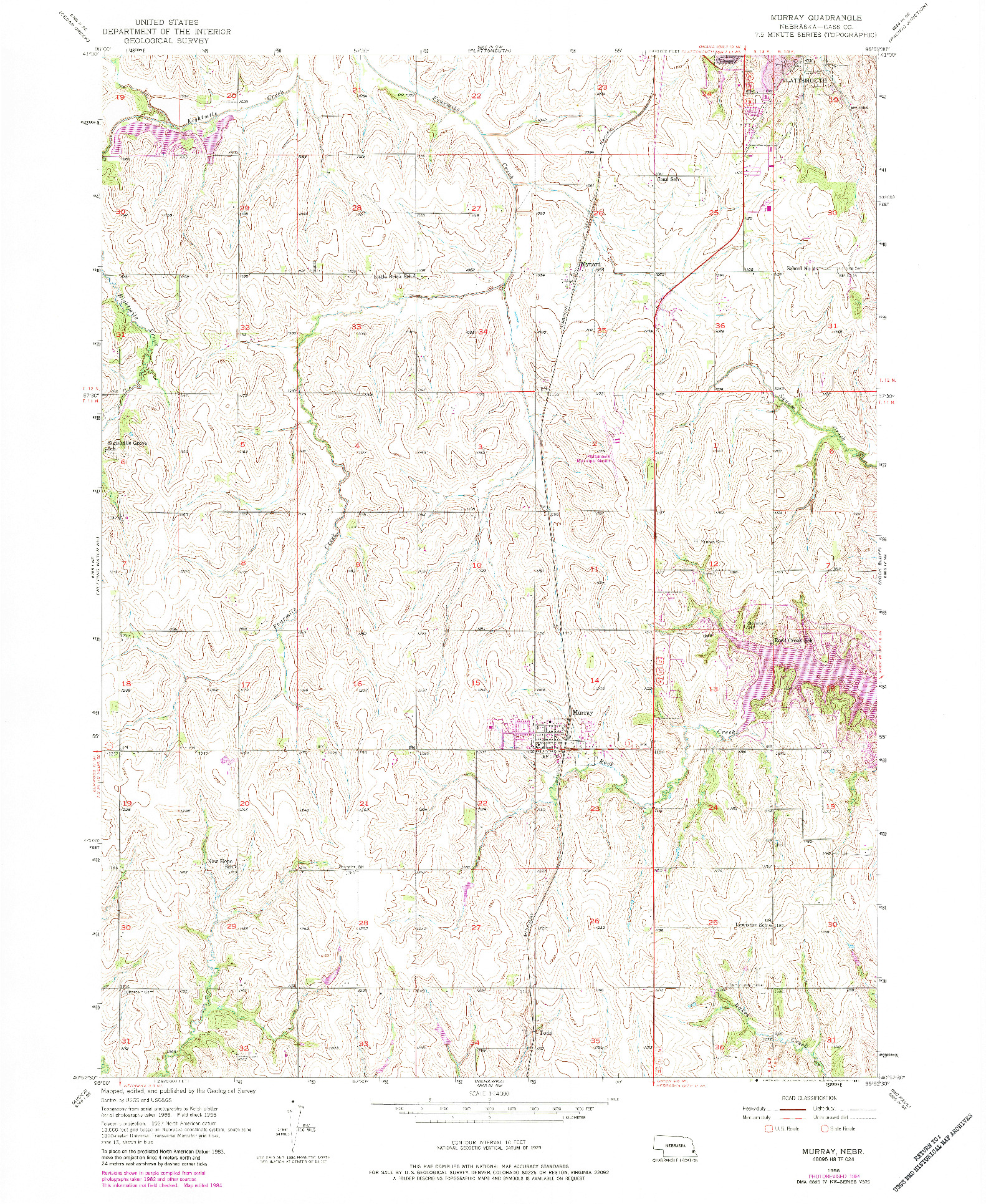 USGS 1:24000-SCALE QUADRANGLE FOR MURRAY, NE 1956