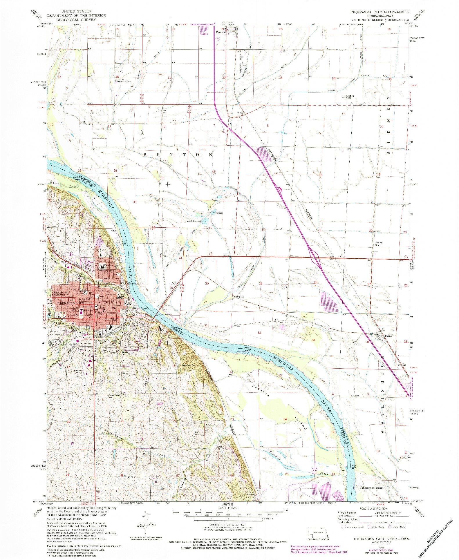 USGS 1:24000-SCALE QUADRANGLE FOR NEBRASKA CITY, NE 1966