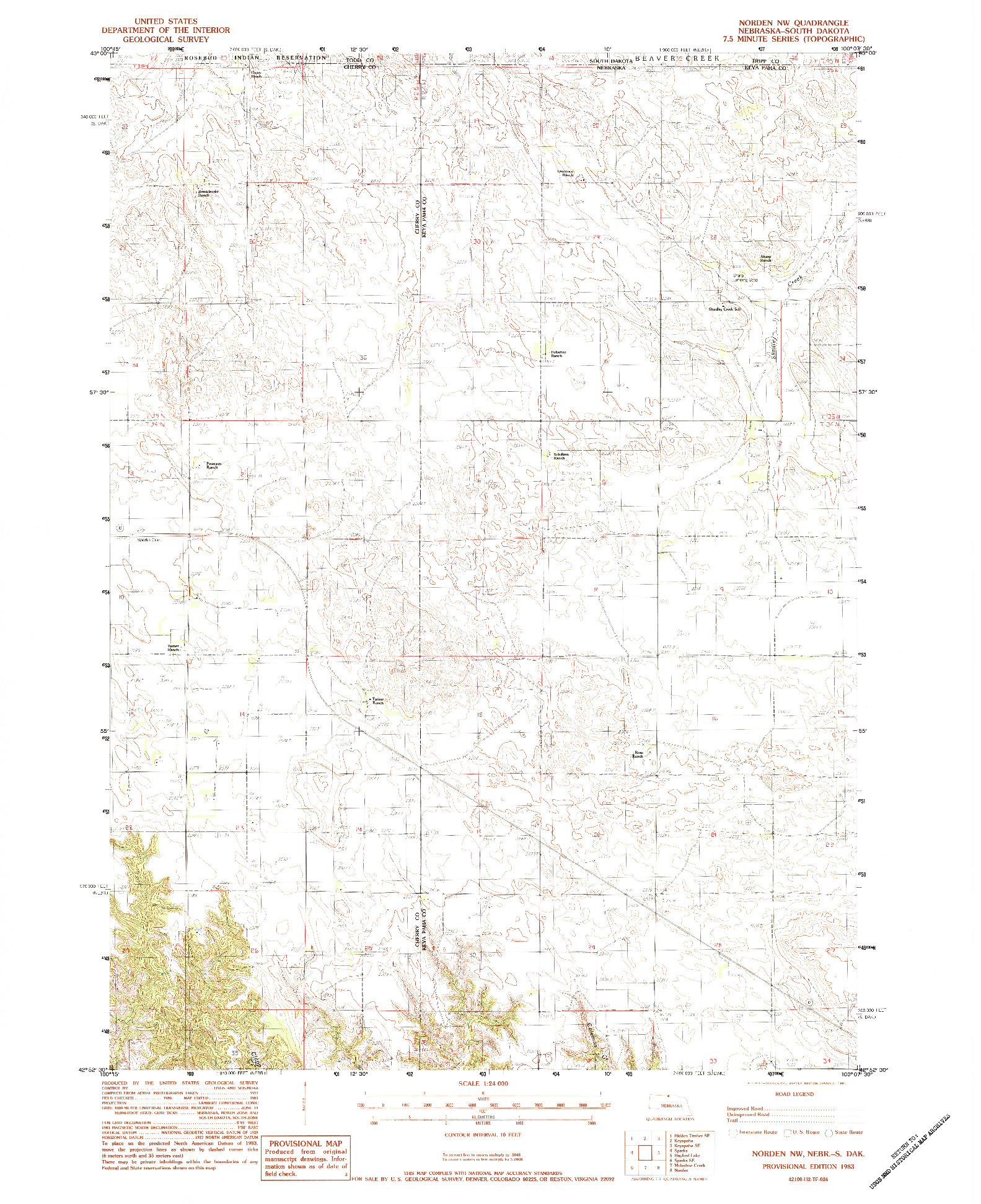USGS 1:24000-SCALE QUADRANGLE FOR NORDEN NW, NE 1983
