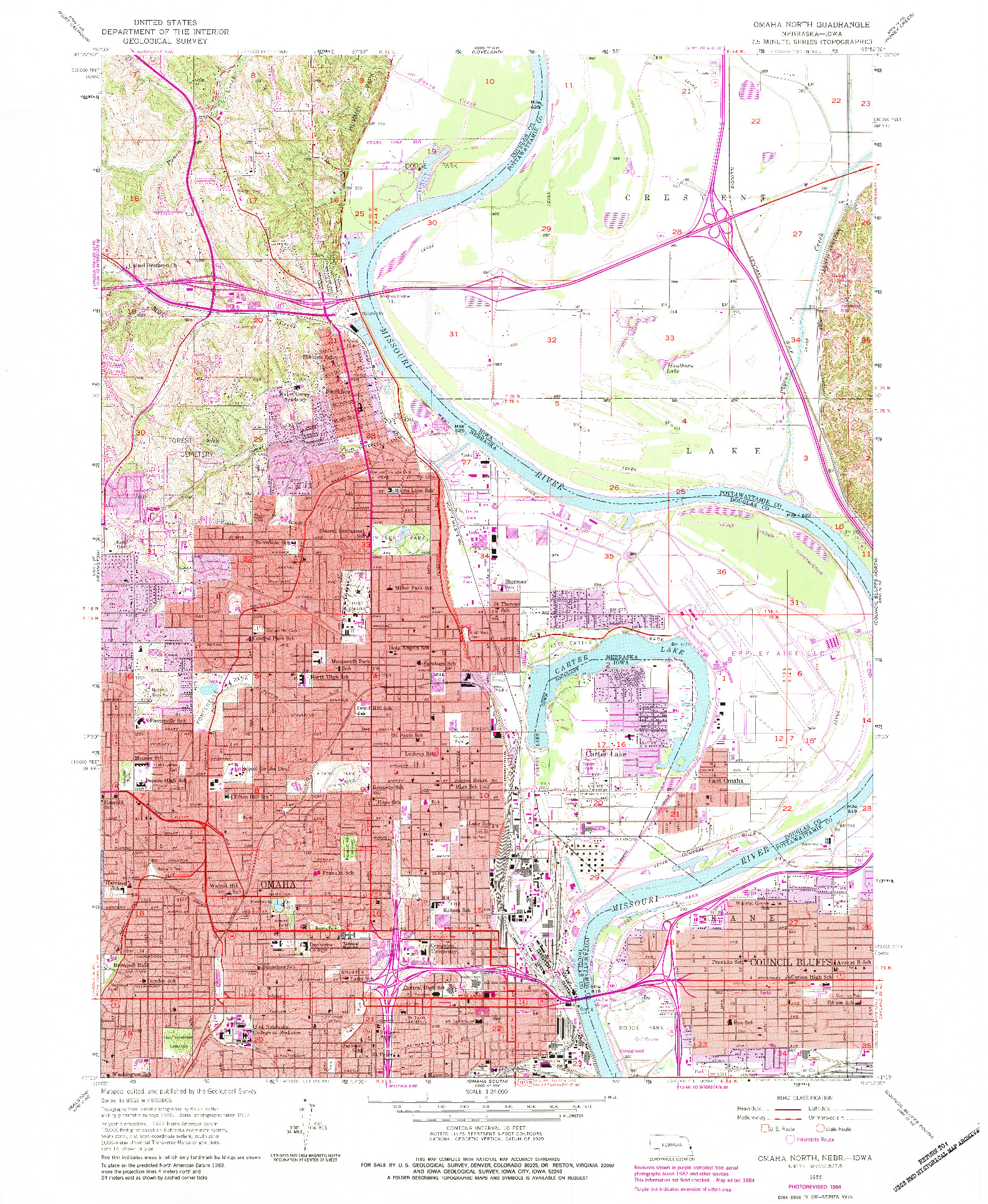 USGS 1:24000-SCALE QUADRANGLE FOR OMAHA NORTH, NE 1956