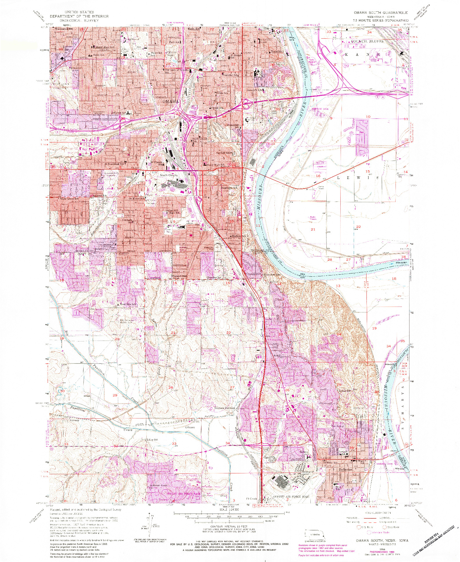 USGS 1:24000-SCALE QUADRANGLE FOR OMAHA SOUTH, NE 1956