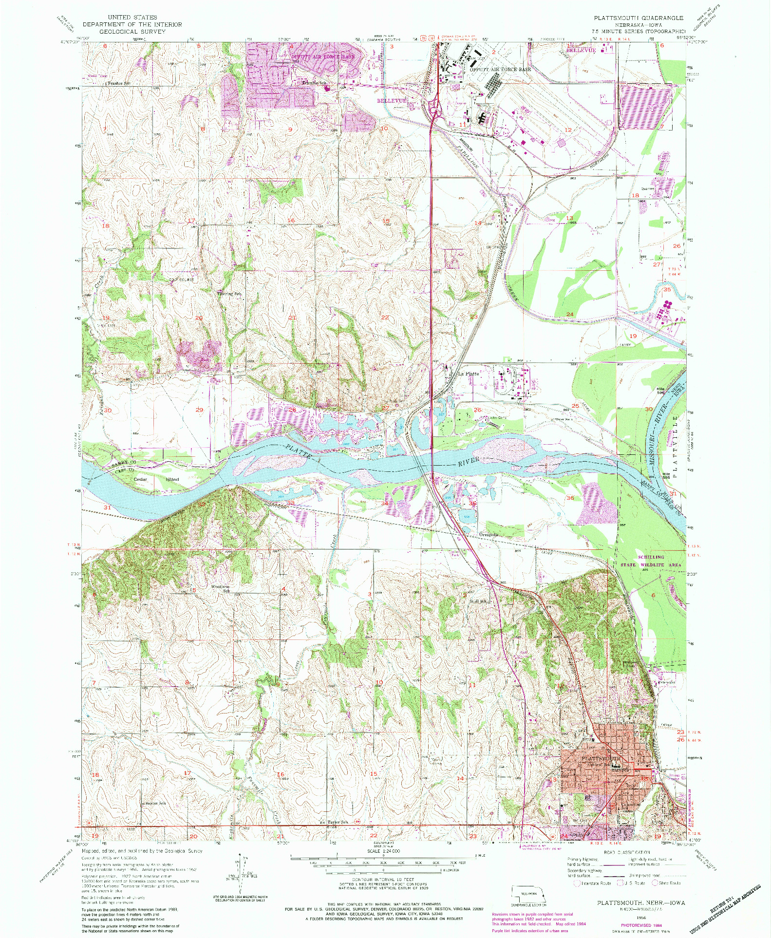 USGS 1:24000-SCALE QUADRANGLE FOR PLATTSMOUTH, NE 1956