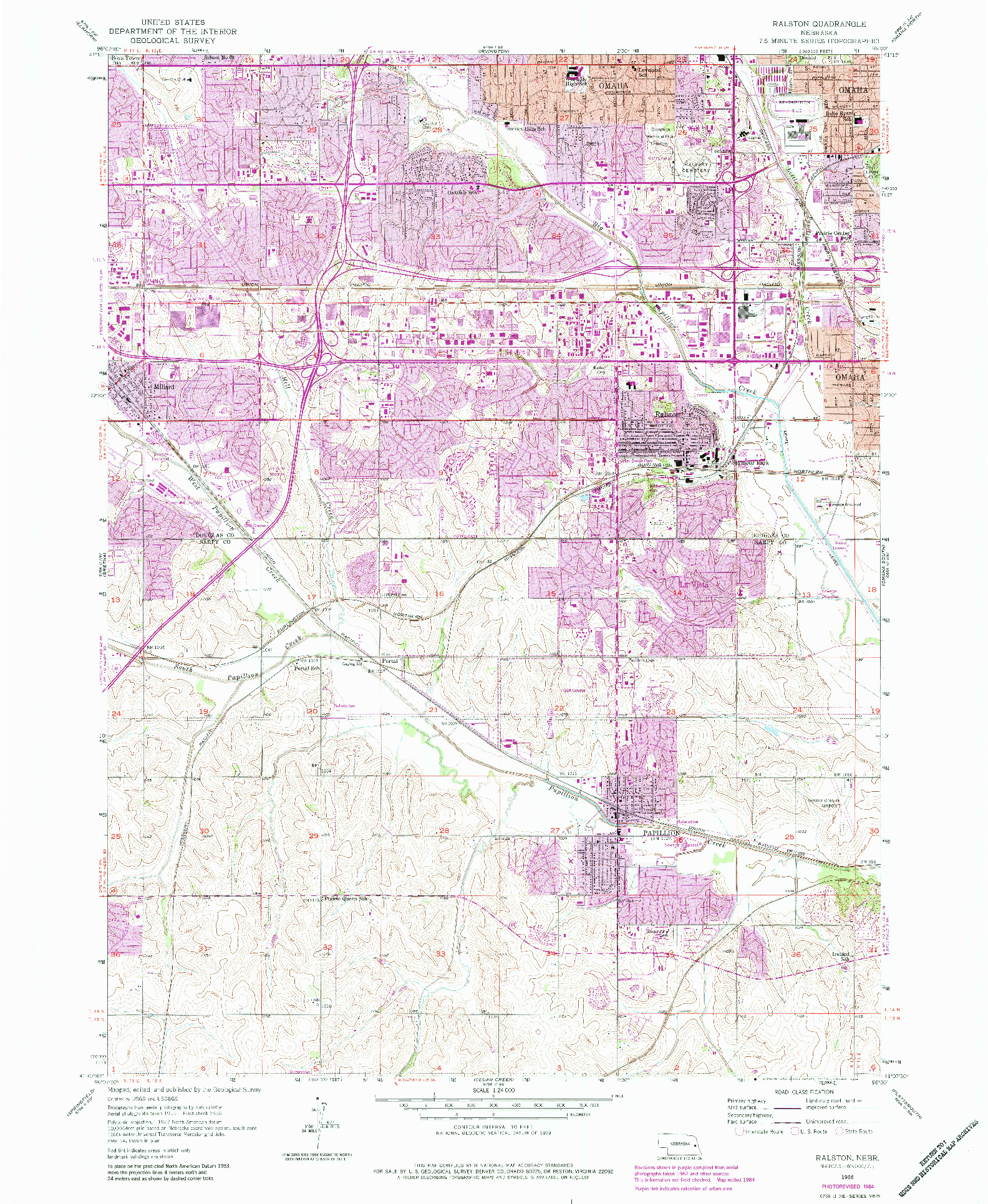 USGS 1:24000-SCALE QUADRANGLE FOR RALSTON, NE 1956