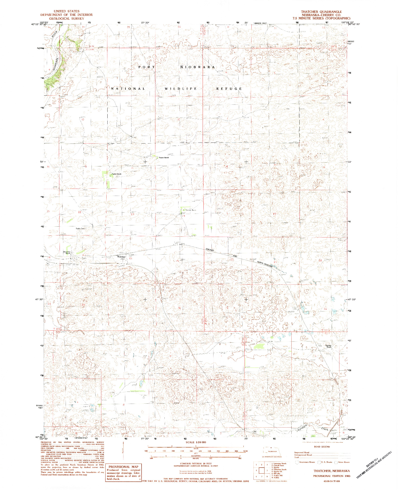 USGS 1:24000-SCALE QUADRANGLE FOR THATCHER, NE 1983