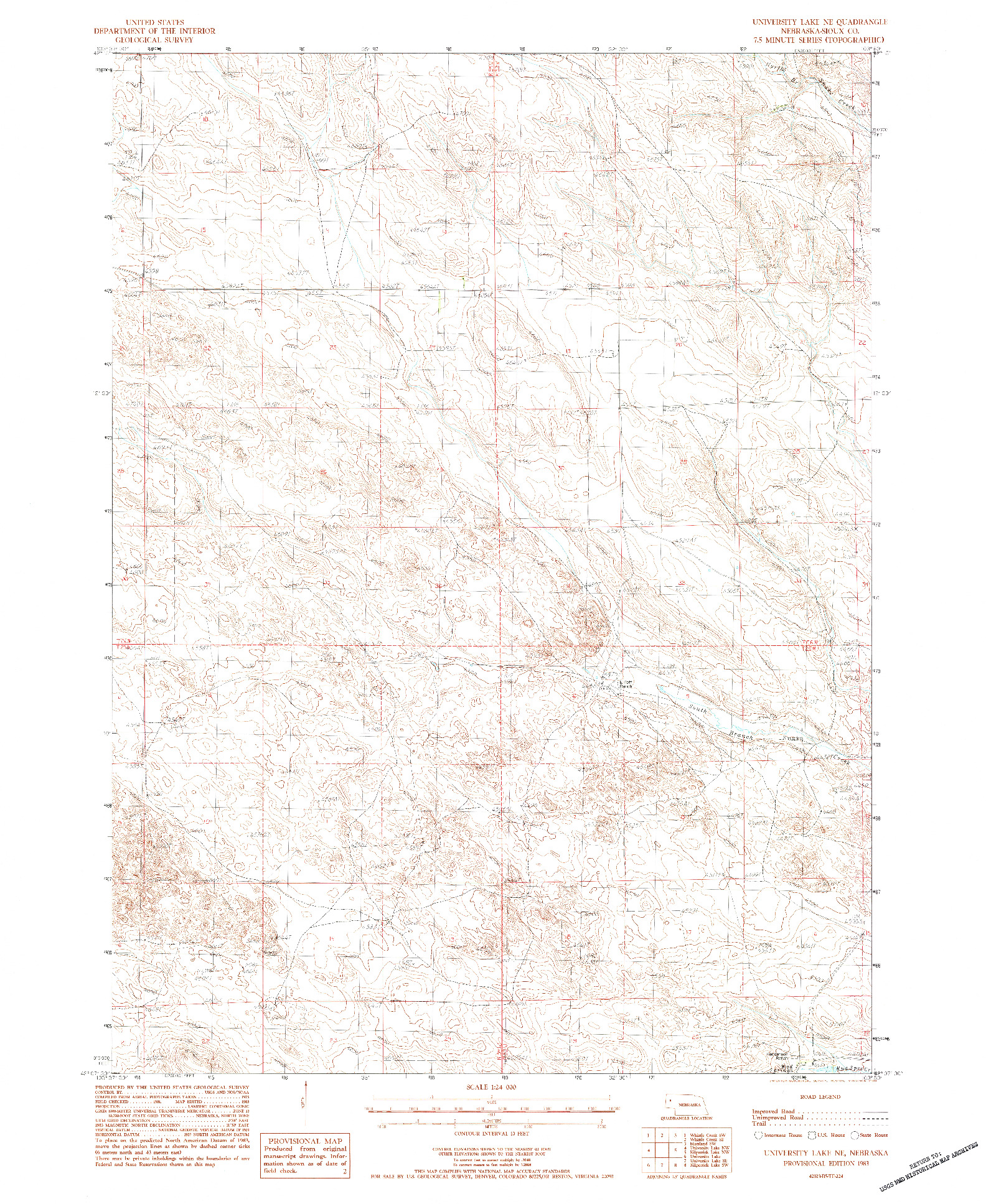 USGS 1:24000-SCALE QUADRANGLE FOR UNIVERSITY LAKE NE, NE 1983