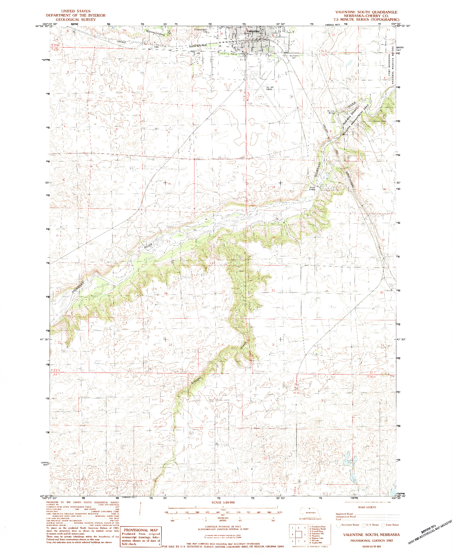 USGS 1:24000-SCALE QUADRANGLE FOR VALENTINE SOUTH, NE 1983