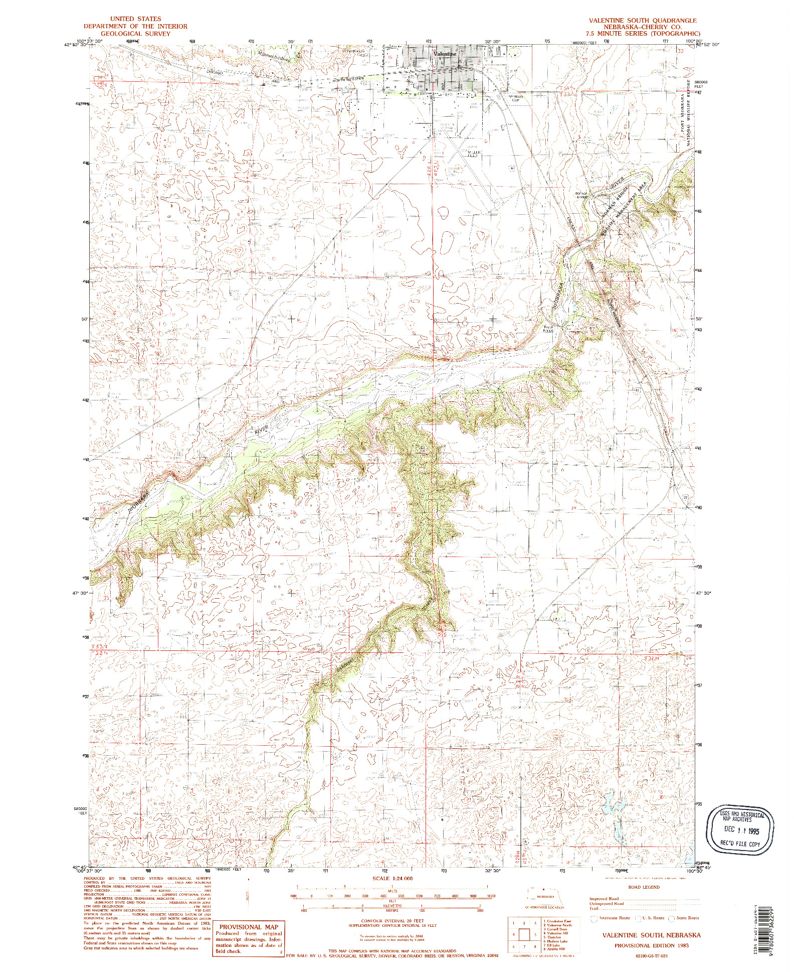 USGS 1:24000-SCALE QUADRANGLE FOR VALENTINE SOUTH, NE 1983