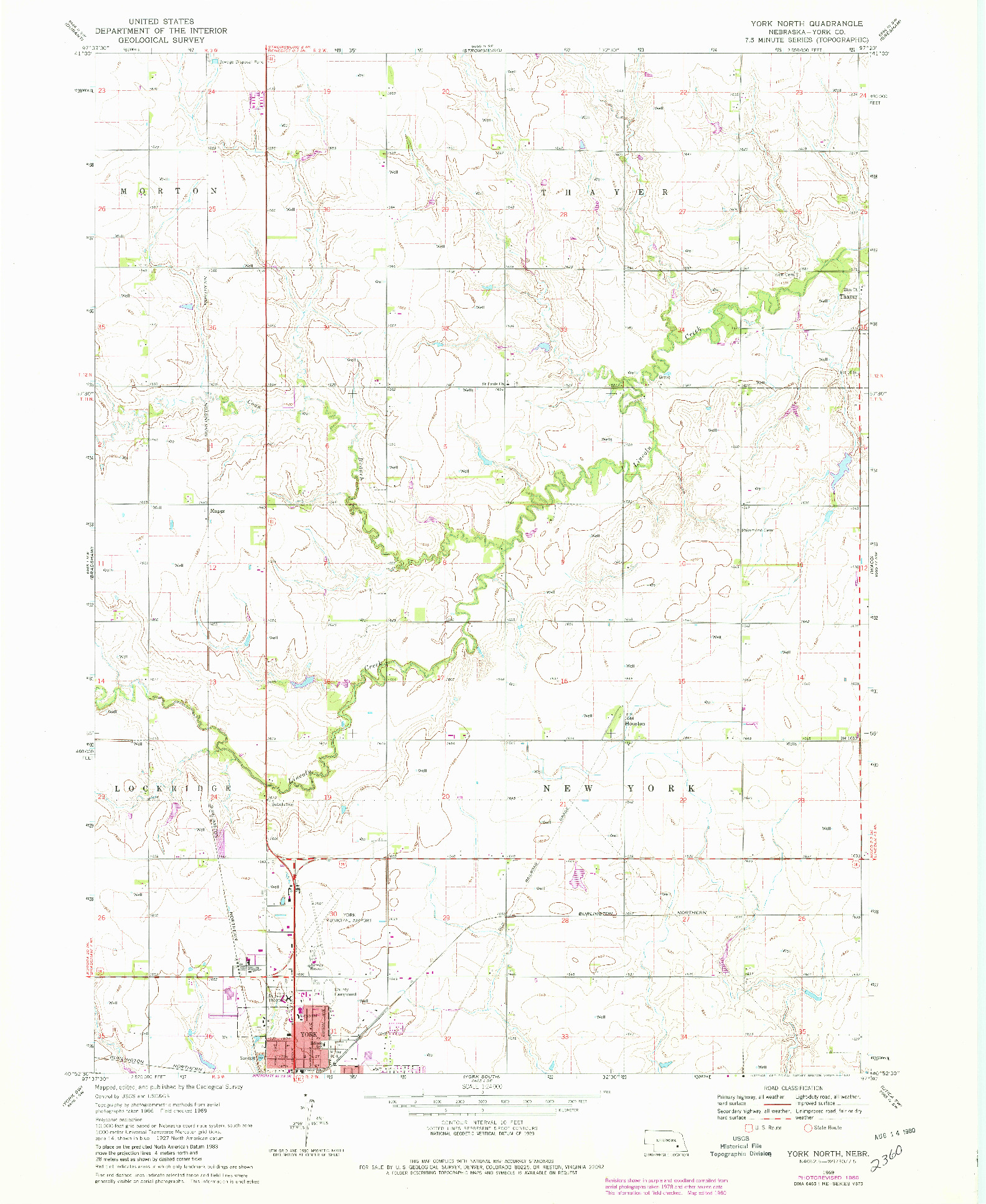 USGS 1:24000-SCALE QUADRANGLE FOR YORK NORTH, NE 1969