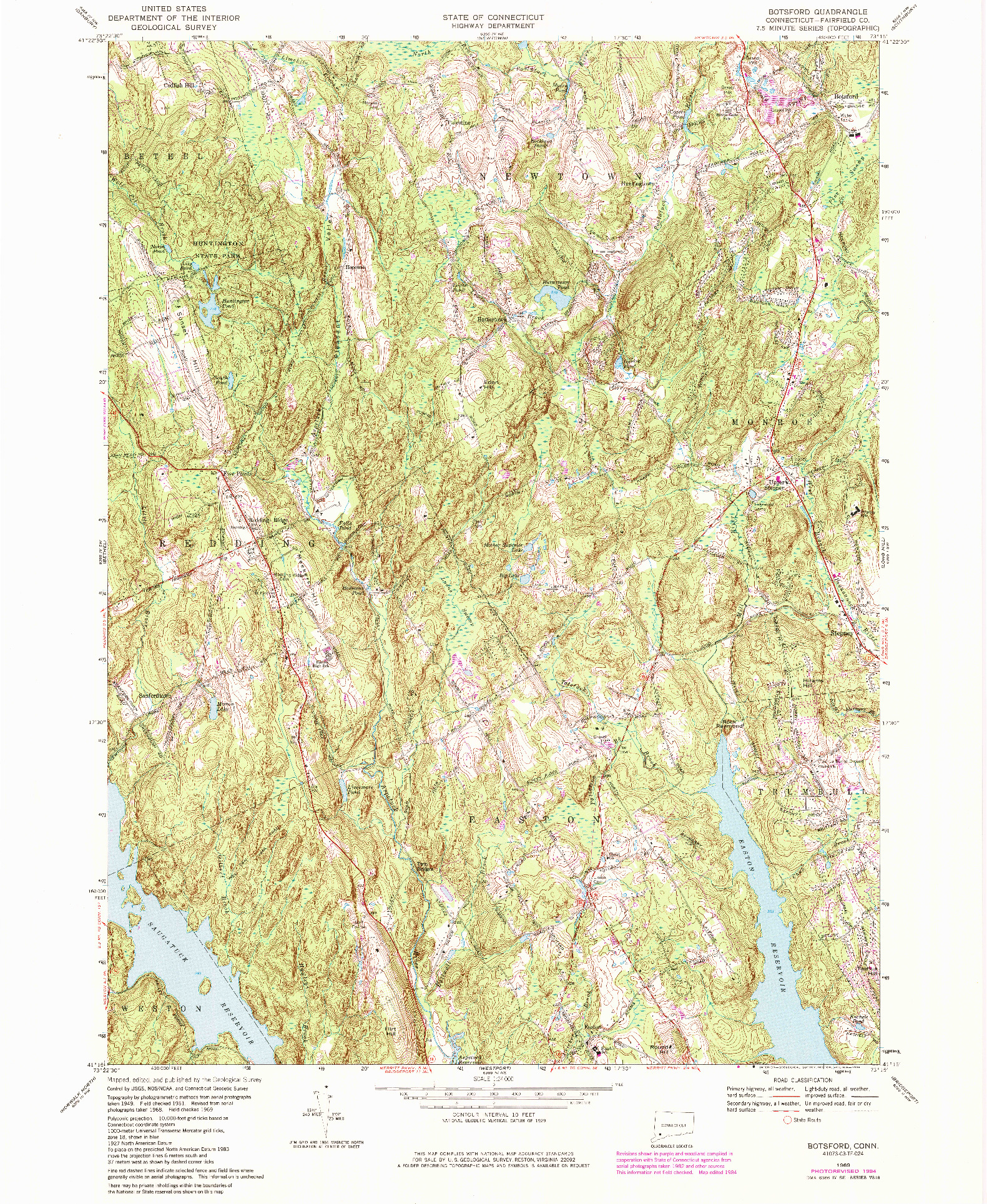 USGS 1:24000-SCALE QUADRANGLE FOR BOTSFORD, CT 1969