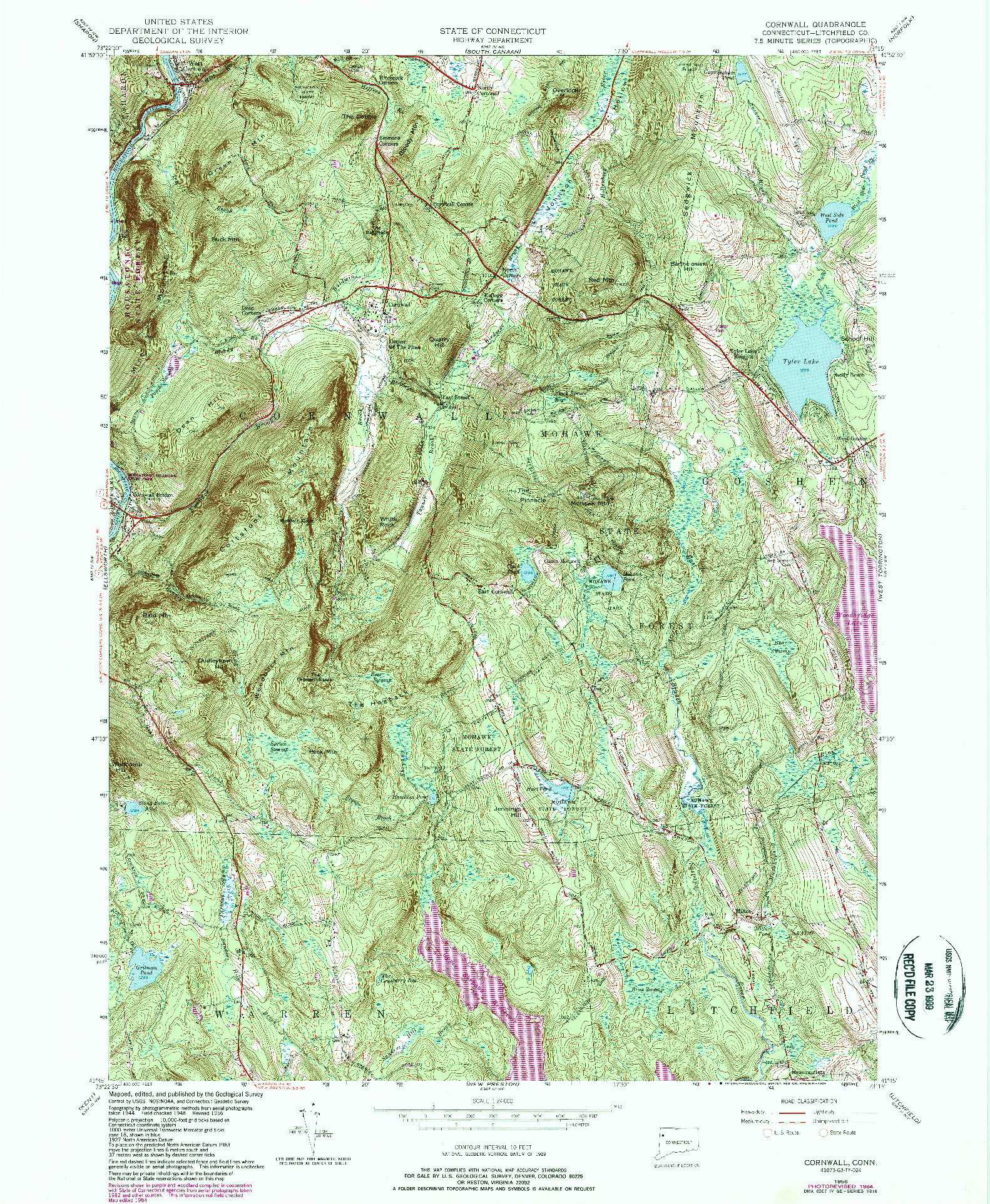 USGS 1:24000-SCALE QUADRANGLE FOR CORNWALL, CT 1956