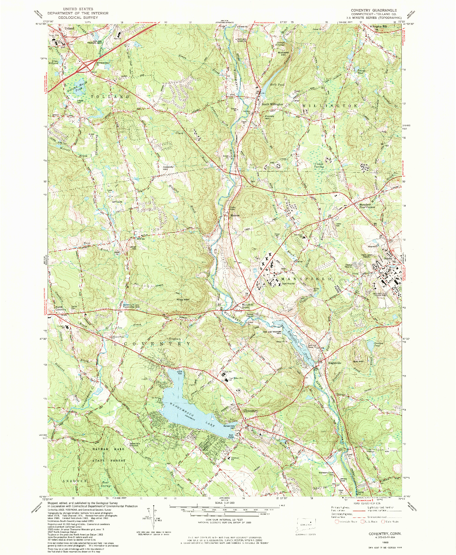 USGS 1:24000-SCALE QUADRANGLE FOR COVENTRY, CT 1983