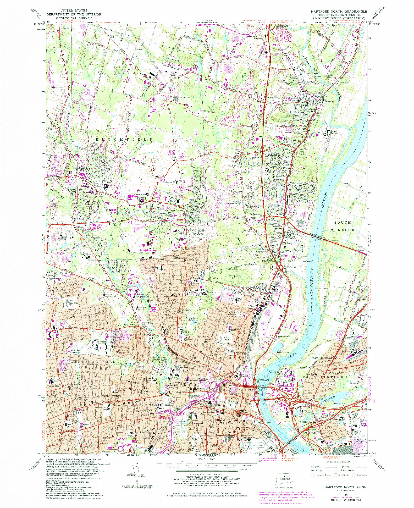 USGS 1:24000-SCALE QUADRANGLE FOR HARTFORD NORTH, CT 1964