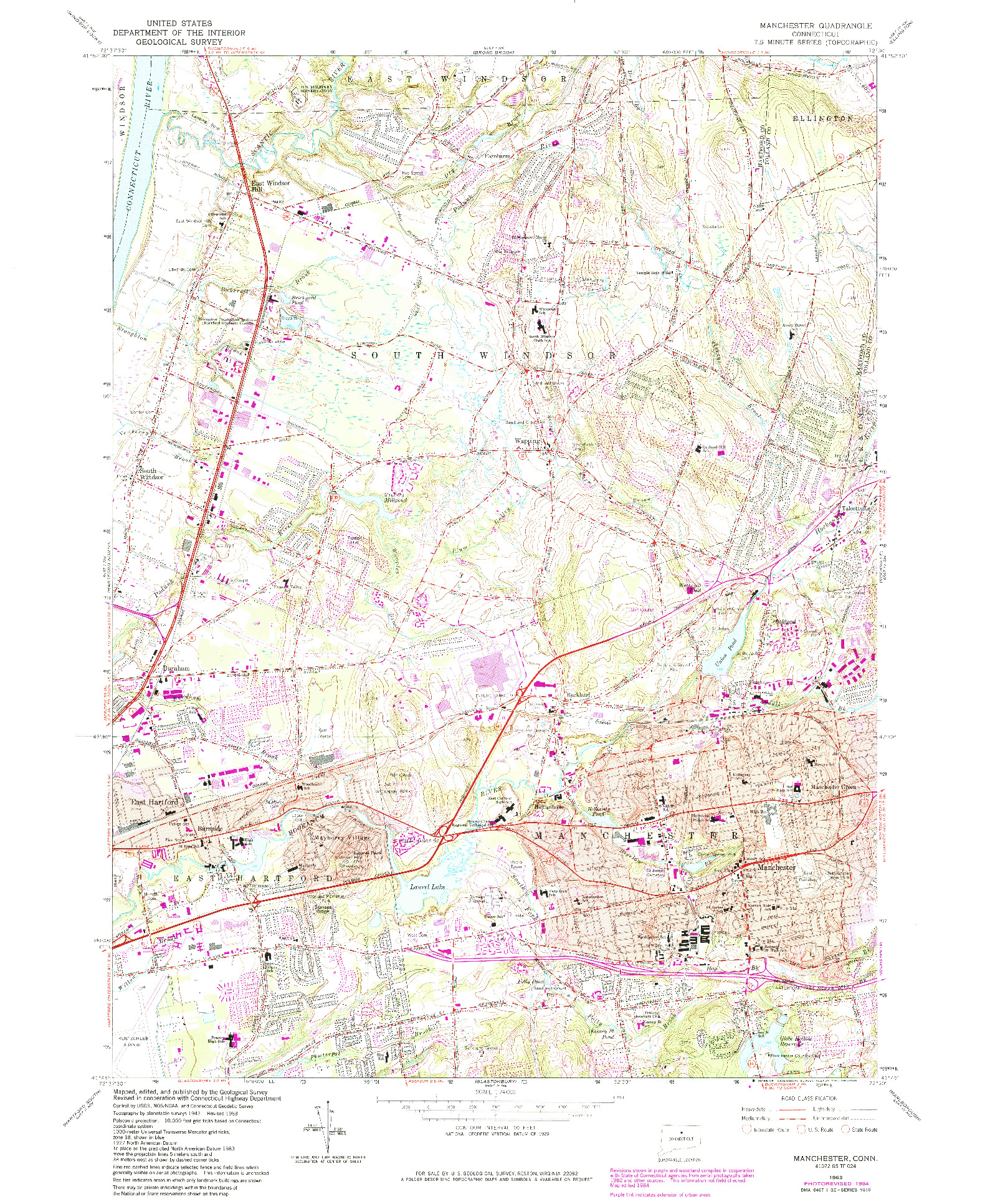 USGS 1:24000-SCALE QUADRANGLE FOR MANCHESTER, CT 1963