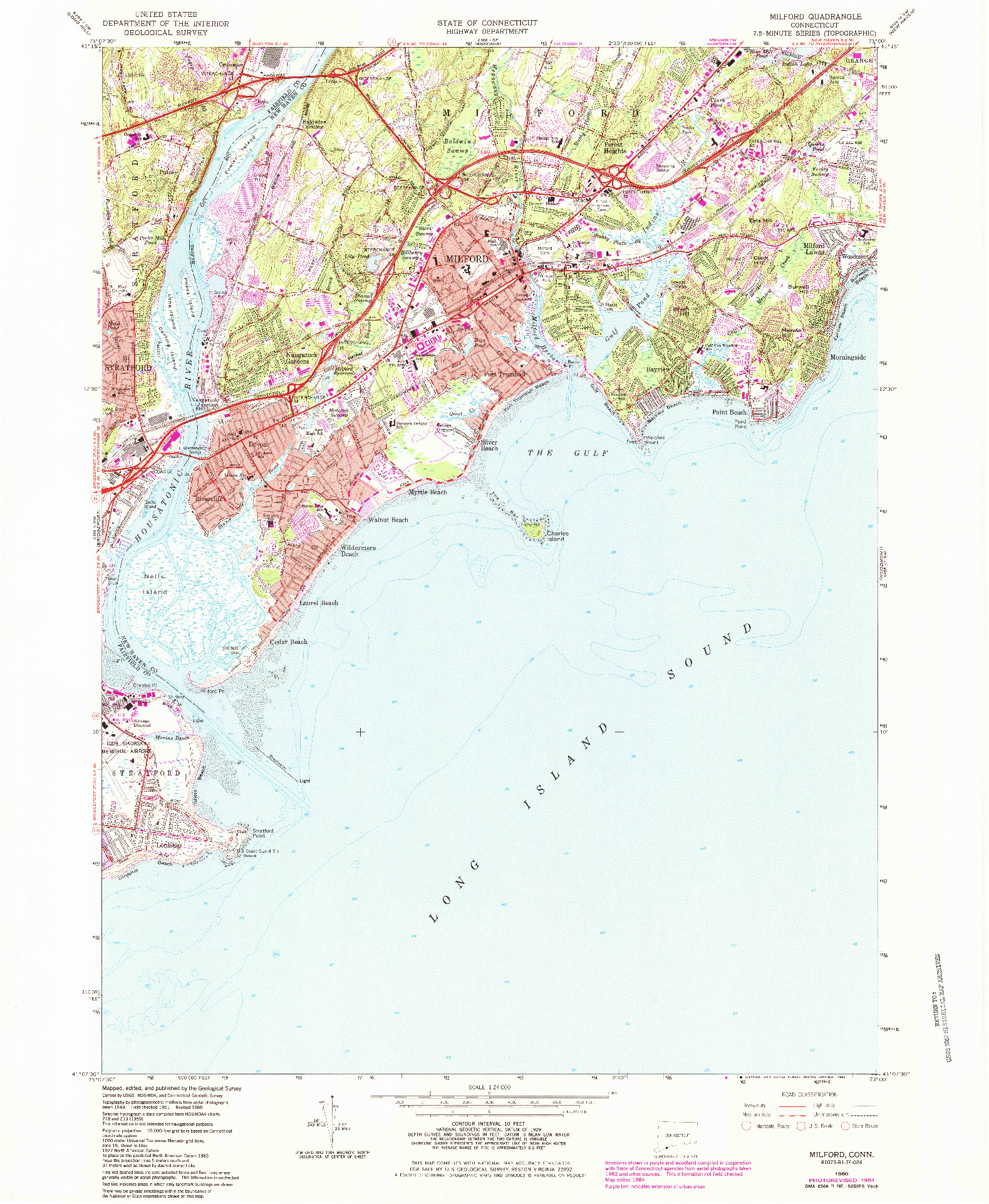 USGS 1:24000-SCALE QUADRANGLE FOR MILFORD, CT 1984