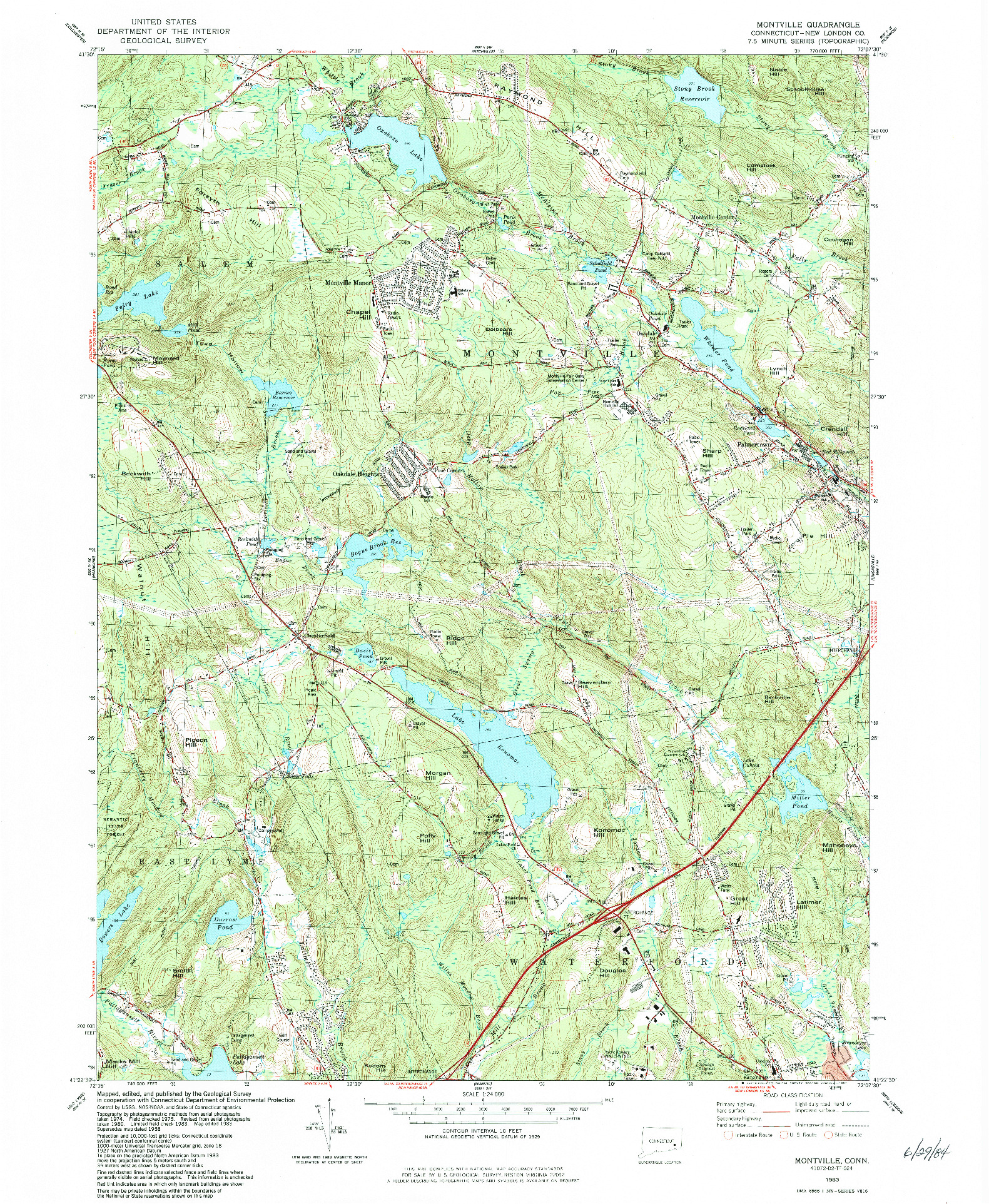 USGS 1:24000-SCALE QUADRANGLE FOR MONTVILLE, CT 1983