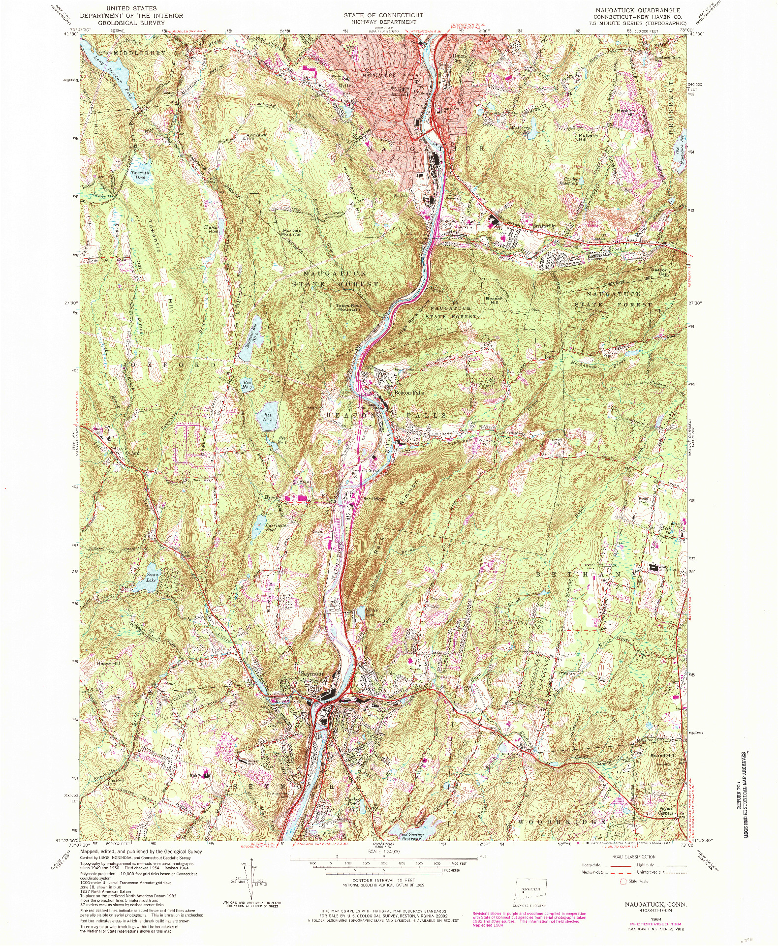 USGS 1:24000-SCALE QUADRANGLE FOR NAUGATUCK, CT 1964