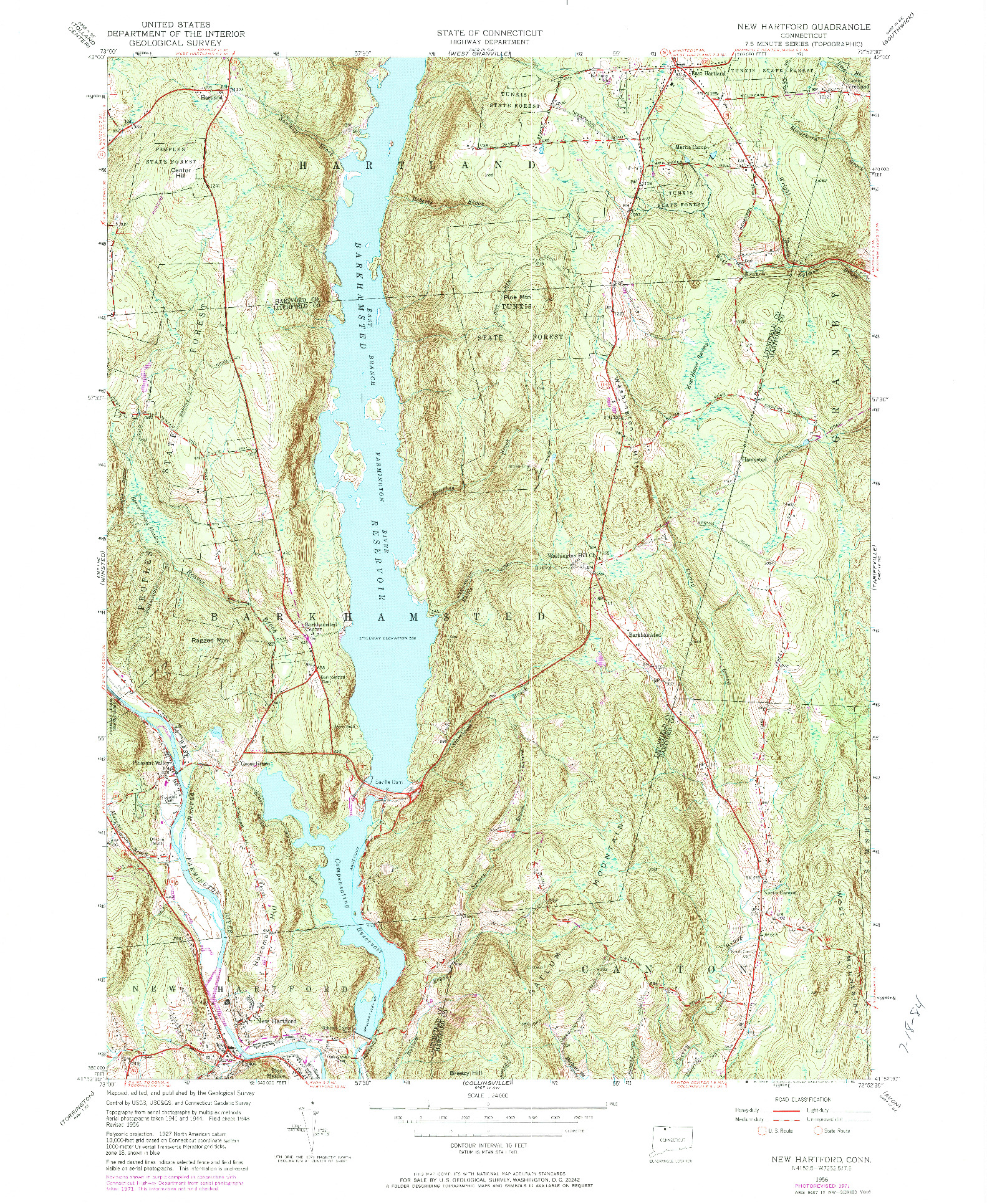 USGS 1:24000-SCALE QUADRANGLE FOR NEW HARTFORD, CT 1956