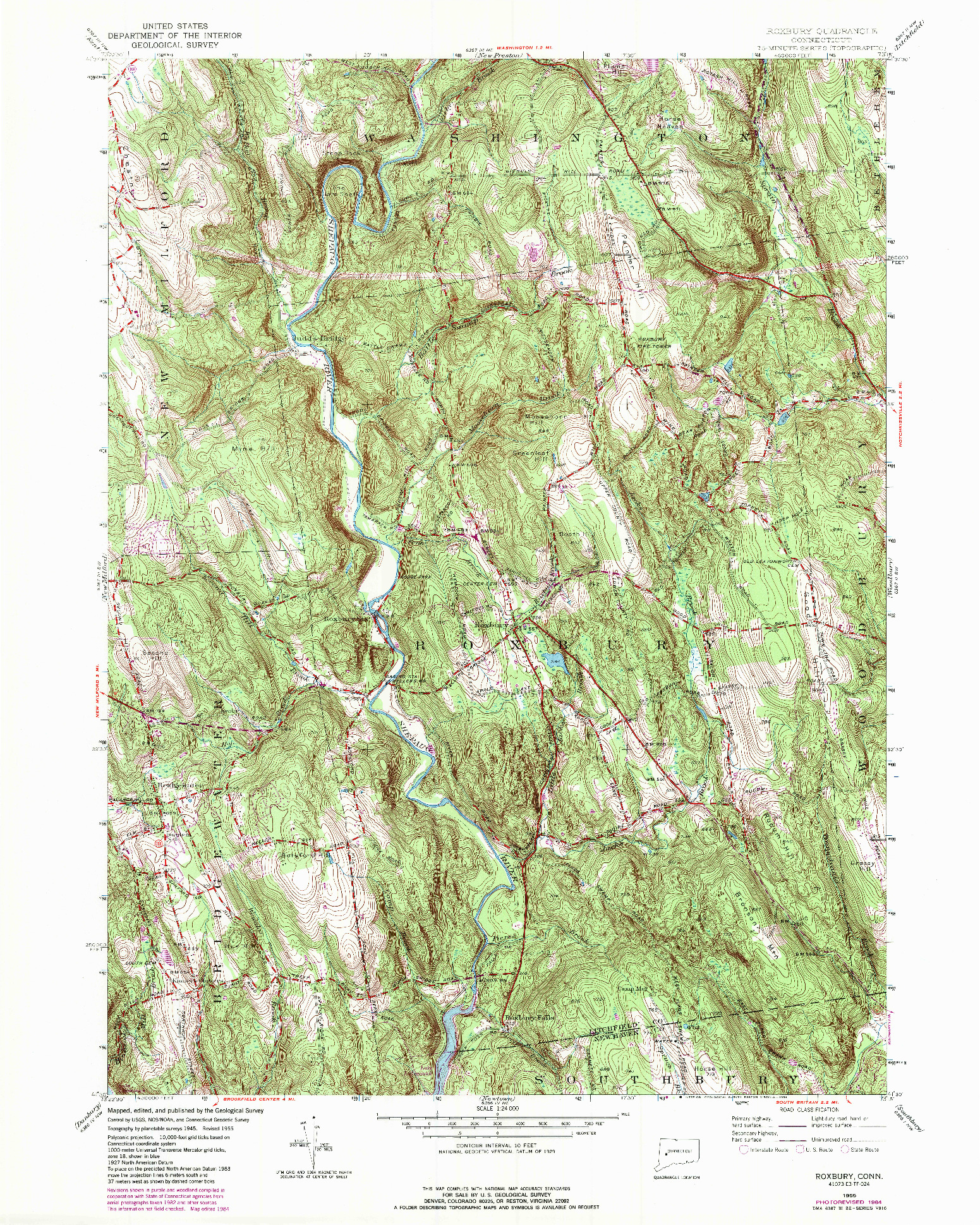 USGS 1:24000-SCALE QUADRANGLE FOR ROXBURY, CT 1955