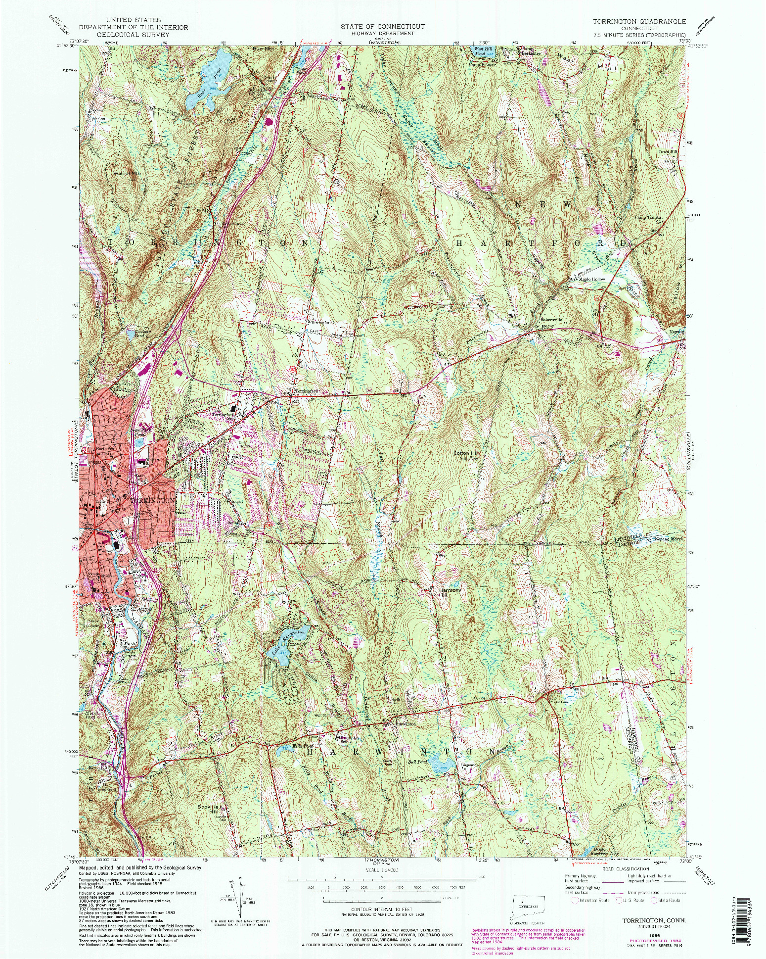 USGS 1:24000-SCALE QUADRANGLE FOR TORRINGTON, CT 1956