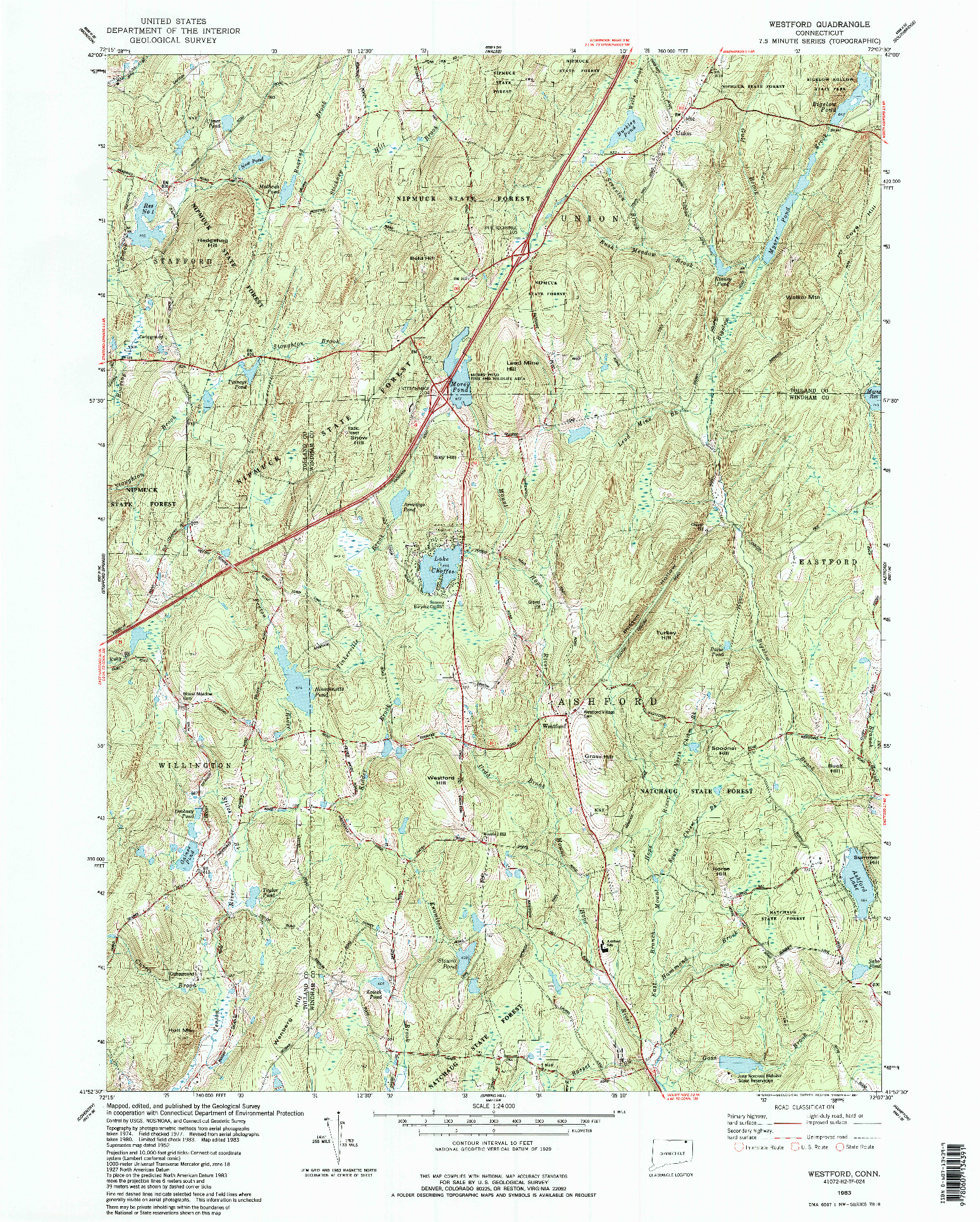 USGS 1:24000-SCALE QUADRANGLE FOR WESTFORD, CT 1983