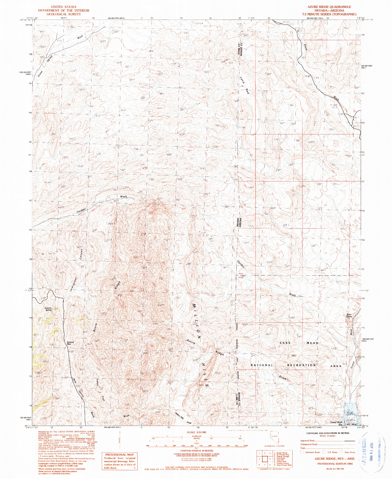 USGS 1:24000-SCALE QUADRANGLE FOR AZURE RIDGE, NV 1983