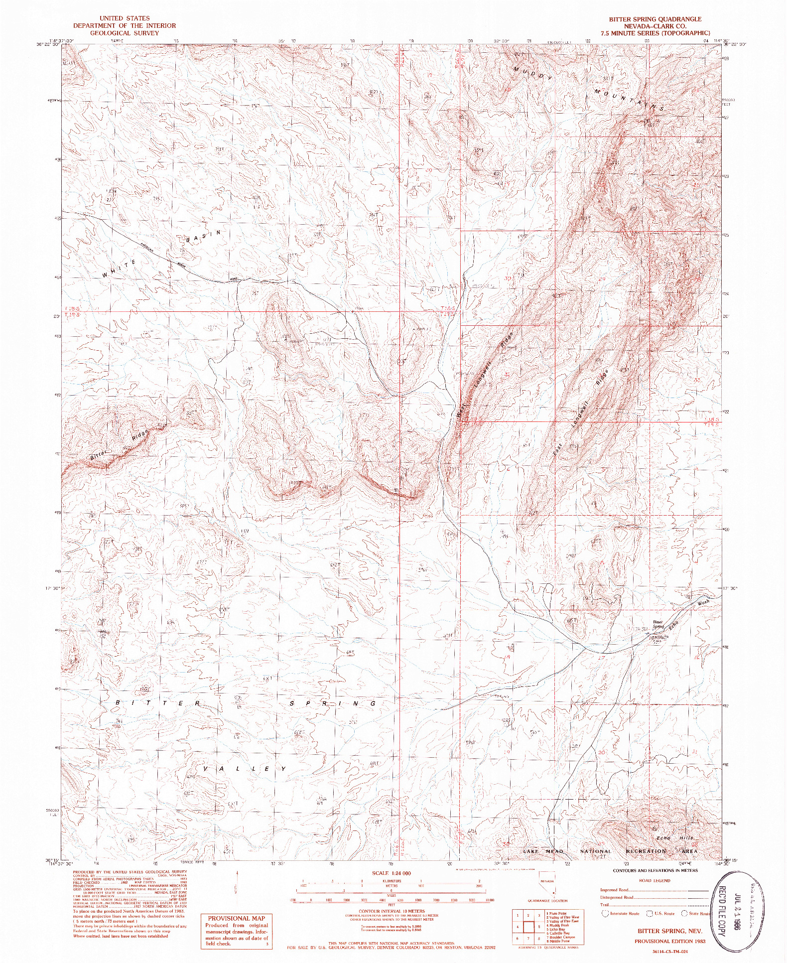 USGS 1:24000-SCALE QUADRANGLE FOR BITTER SPRING, NV 1983