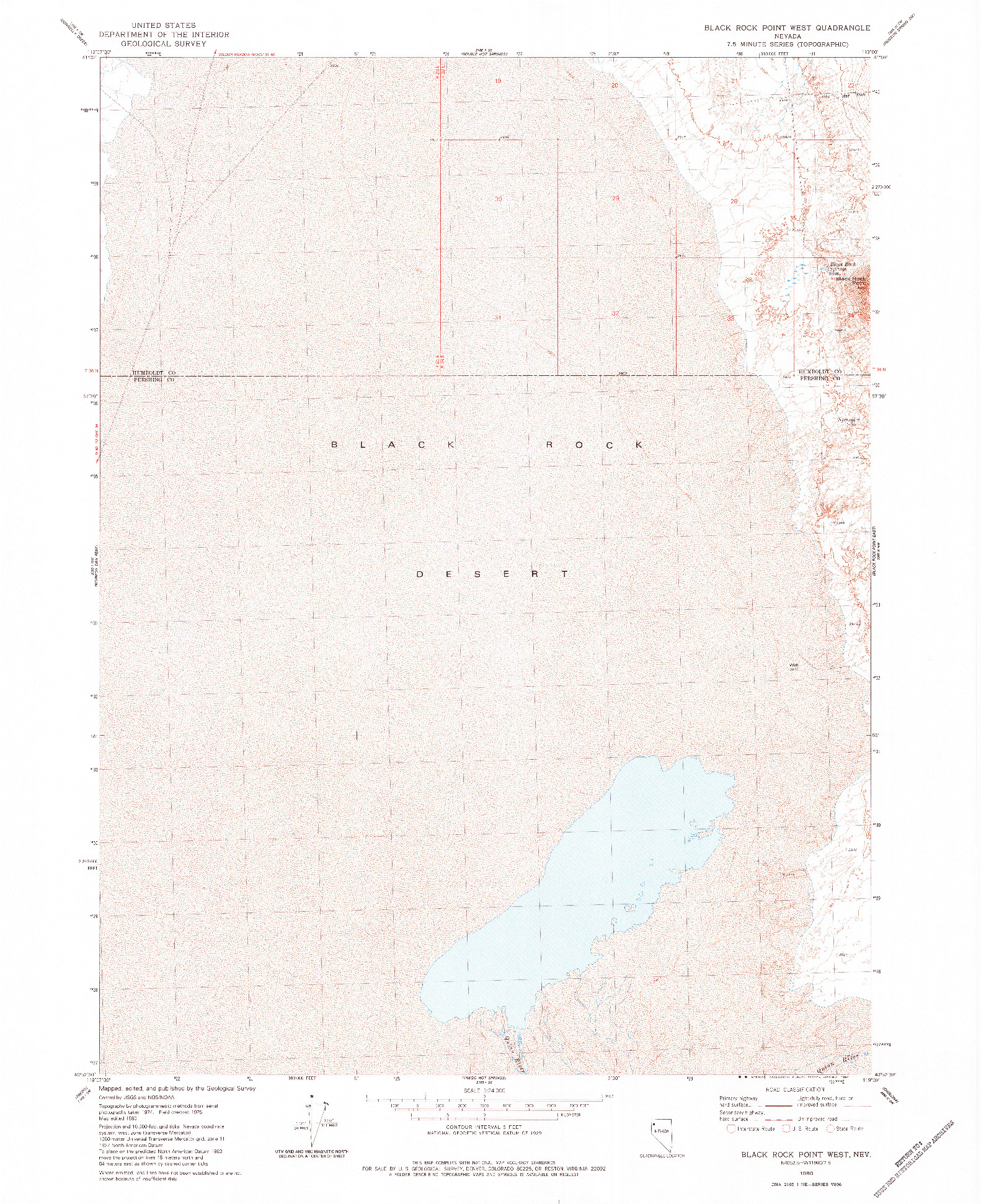 USGS 1:24000-SCALE QUADRANGLE FOR BLACK ROCK POINT WEST, NV 1980